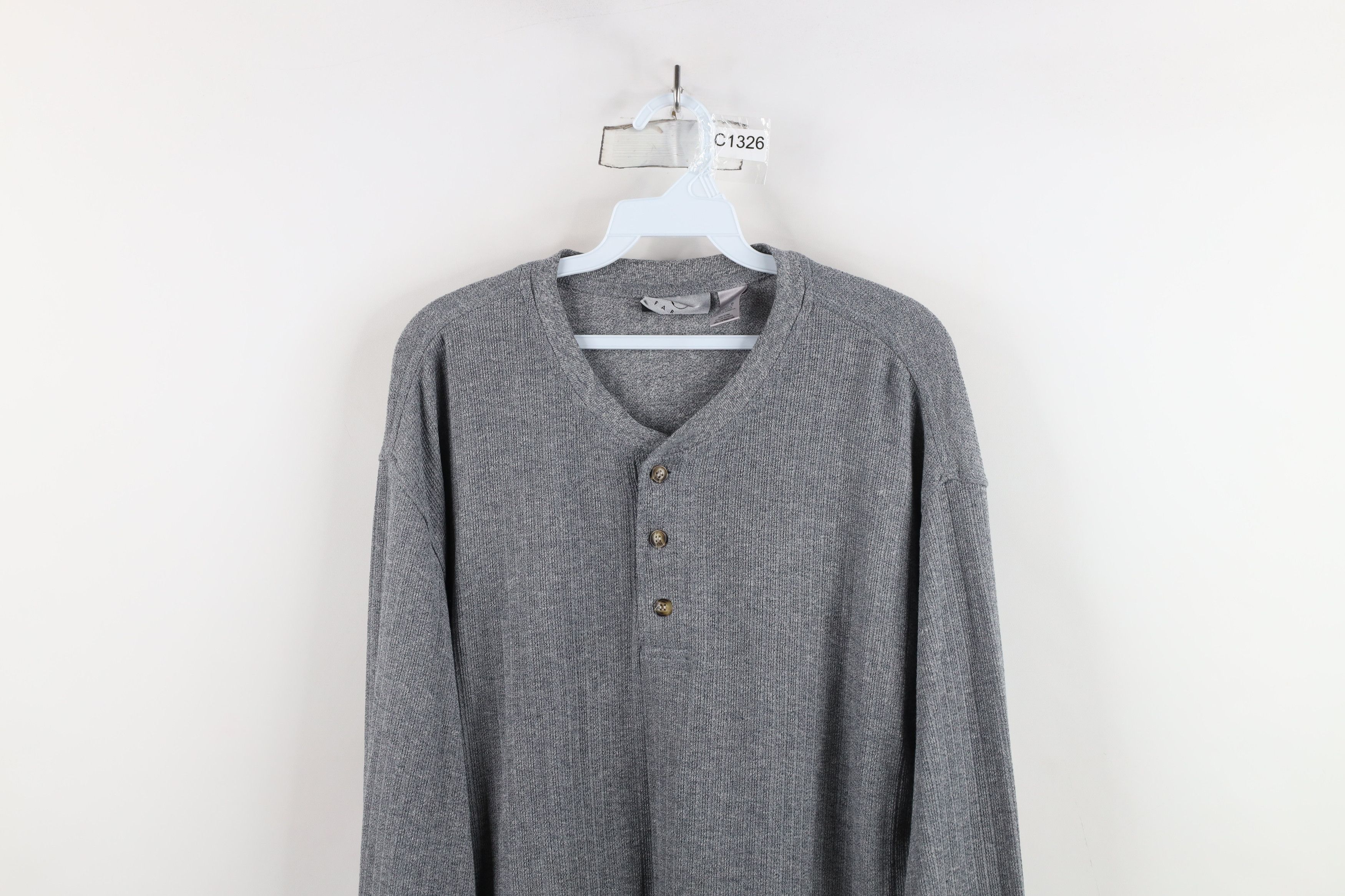 Vintage Vintage 90s Streetwear Ribbed Long Sleeve Henley T-Shirt Size US L / EU 52-54 / 3 - 2 Thumbnail