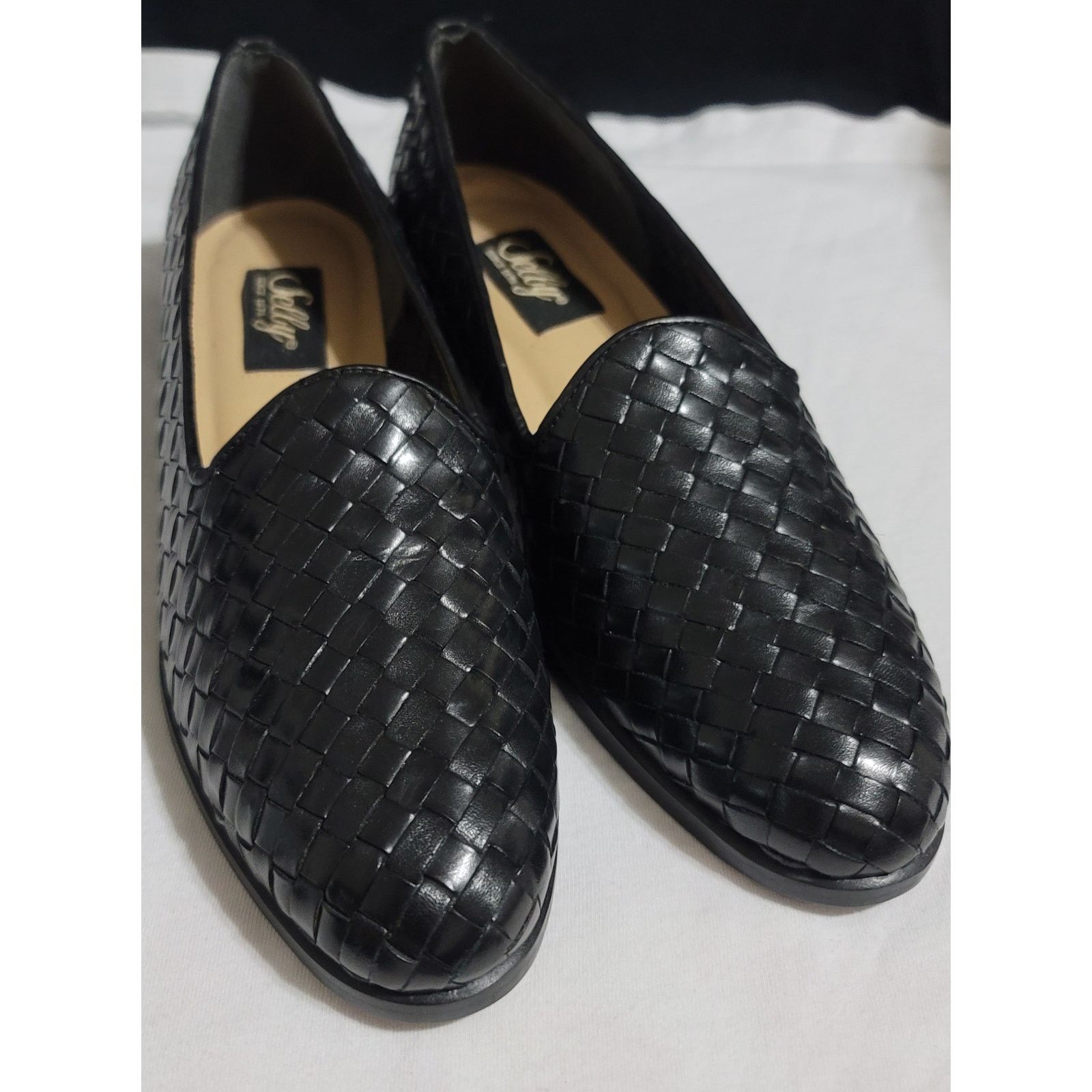 Other Vintage Selly Black Leather Woven Dianna Flats 7 3/5 A NWOB Size US 7 / IT 37 - 1 Thumbnail