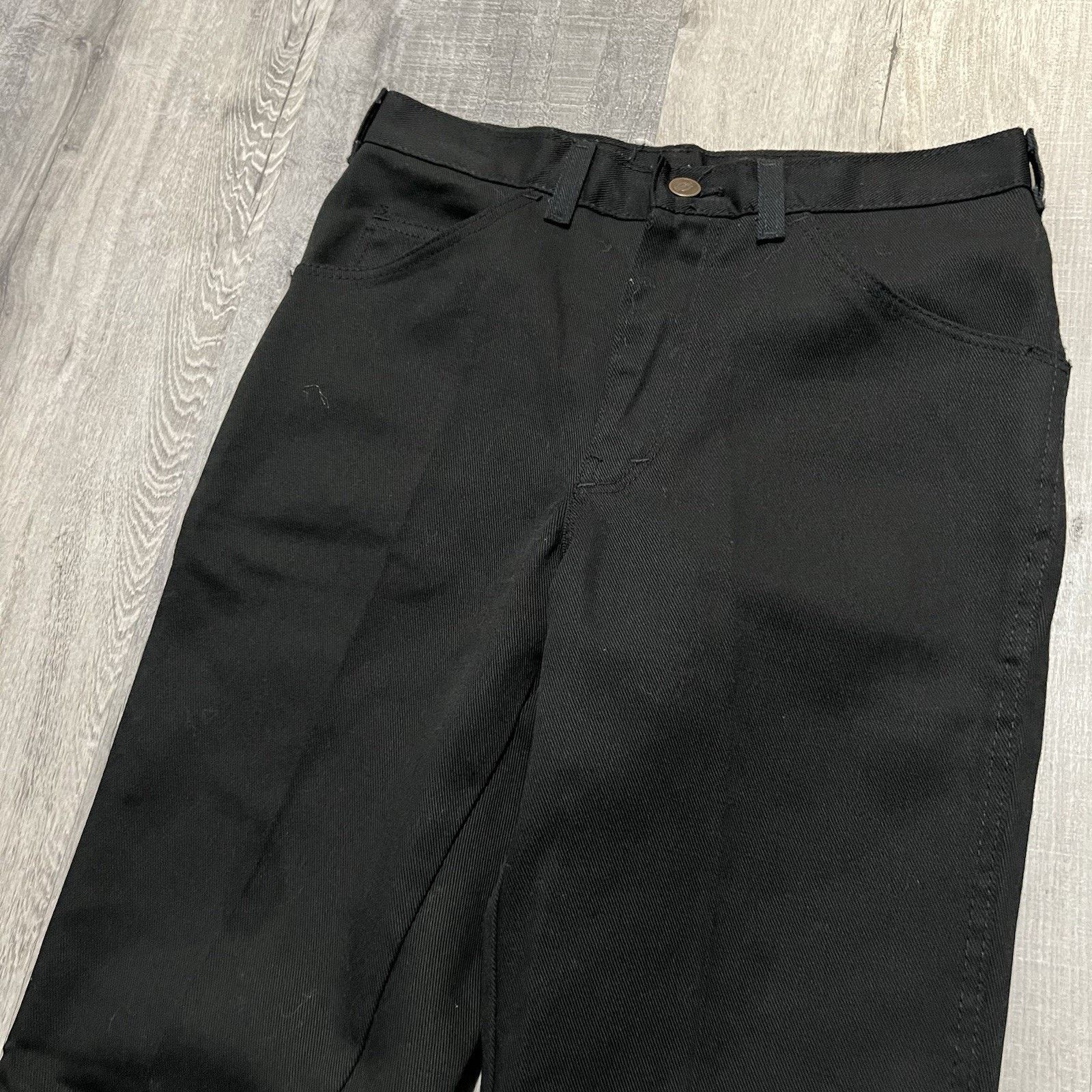 Dickies VTG 70s/80s Dickies Poly Twill Pants Black Flared Bootcut 28 Size US 29 - 3 Thumbnail
