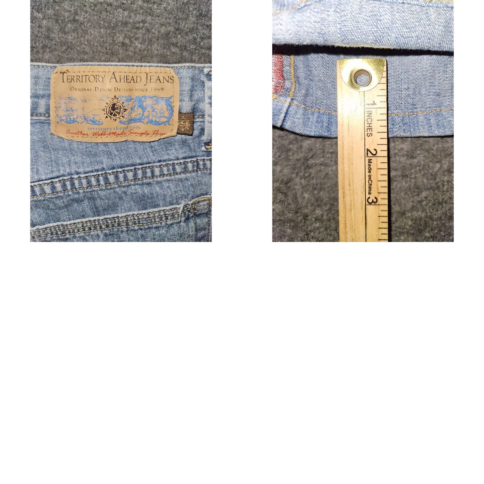The Territory Ahead Territory Ahead Jeans Straight Men's 33x30 Mid Rise Blue Denim Preppy Comfort Pockets Logo Relaxed Regular Inseam 25 Size US 33 - 8 Thumbnail