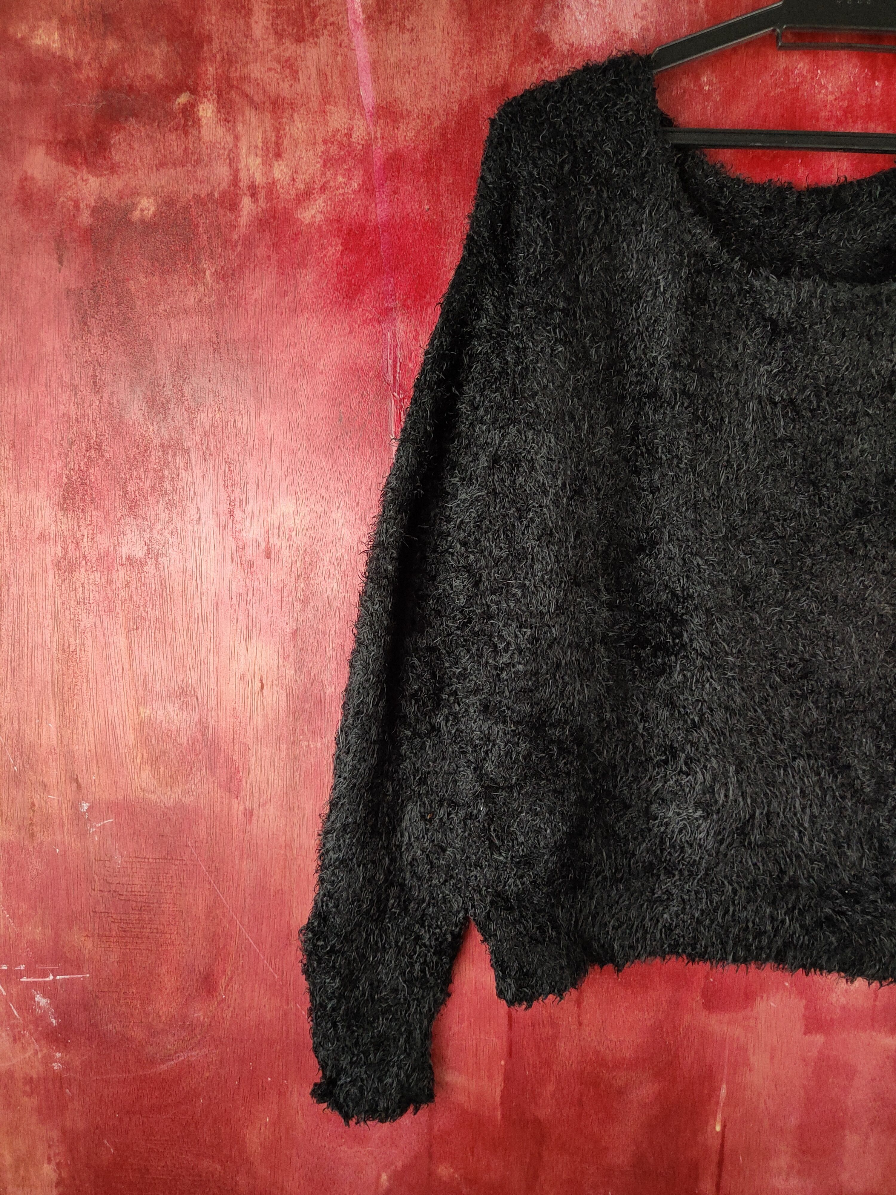 GU × Homespun Knitwear × Japanese Brand GU Black Shag Shaggy Fur Mohair Knitwear #S2189 Size XL / US 12-14 / IT 48-50 - 3 Thumbnail