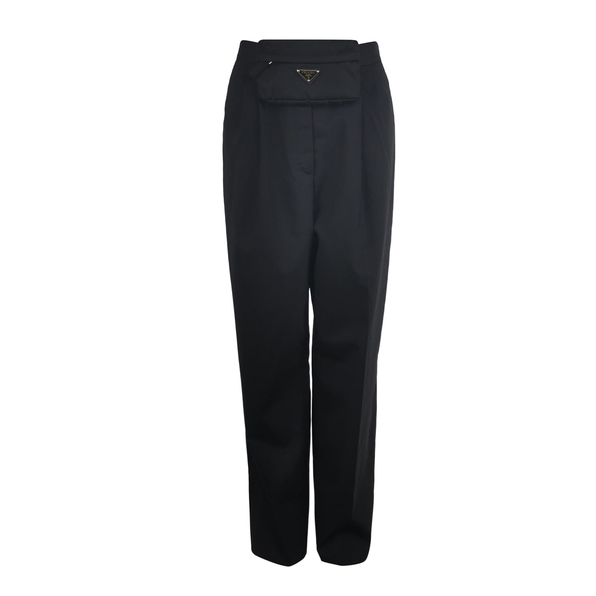 Prada Prada Black Wool Blend Logo Trousers Size 40 - dmc Size 40" / US 18 - 1 Thumbnail