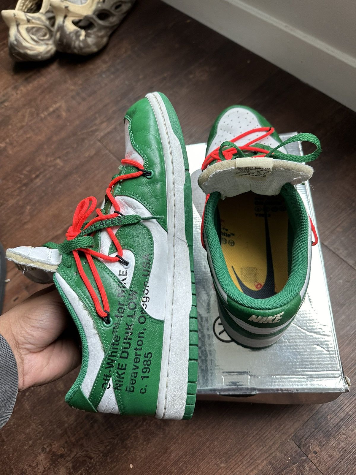 Nike × Off-White Off-White Dunks Pine Green Size US 12 / EU 45 - 6 Thumbnail