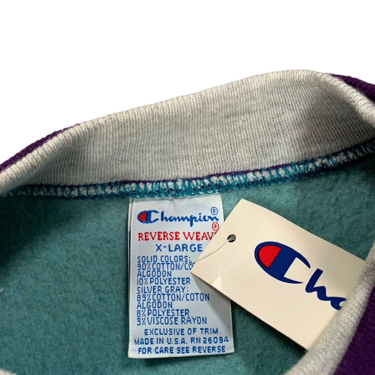 Champion VTG Champion Reverse Blue Purple Elbow Patch Sweatshirt Size US XL / EU 56 / 4 - 10 Thumbnail