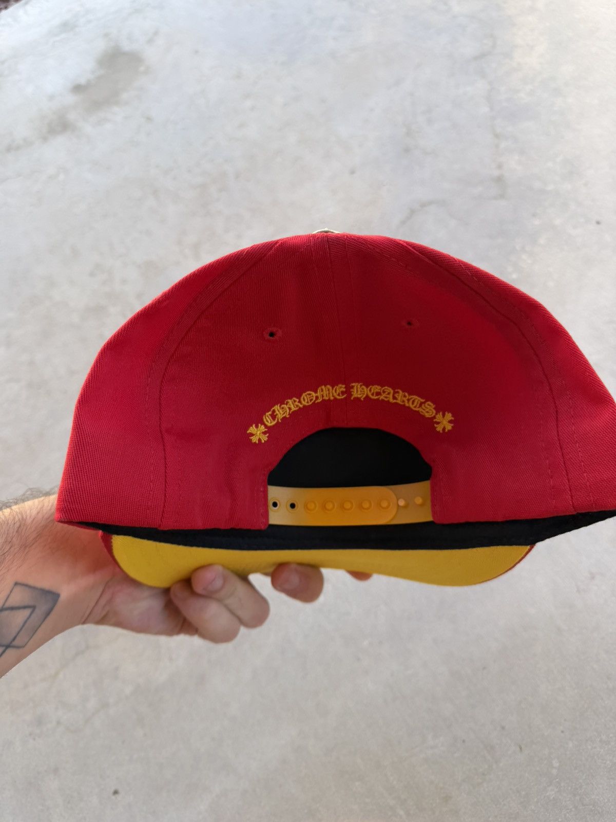 Chrome Hearts Chrome Hearts Red Snapback Hat – Gold Gothic CH Logo Size ONE SIZE - 5 Thumbnail