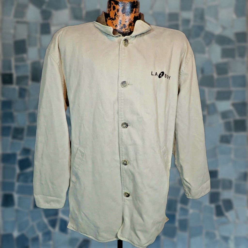 Lee VINTAGE Lee Men's Cotton Work Jacket Lined Coat sz M Beige Casual Outdoor Retro Leather Collar | Machine Washable | Fall Winter Spring Summer Size US M / EU 48-50 / 2 - 1 Thumbnail