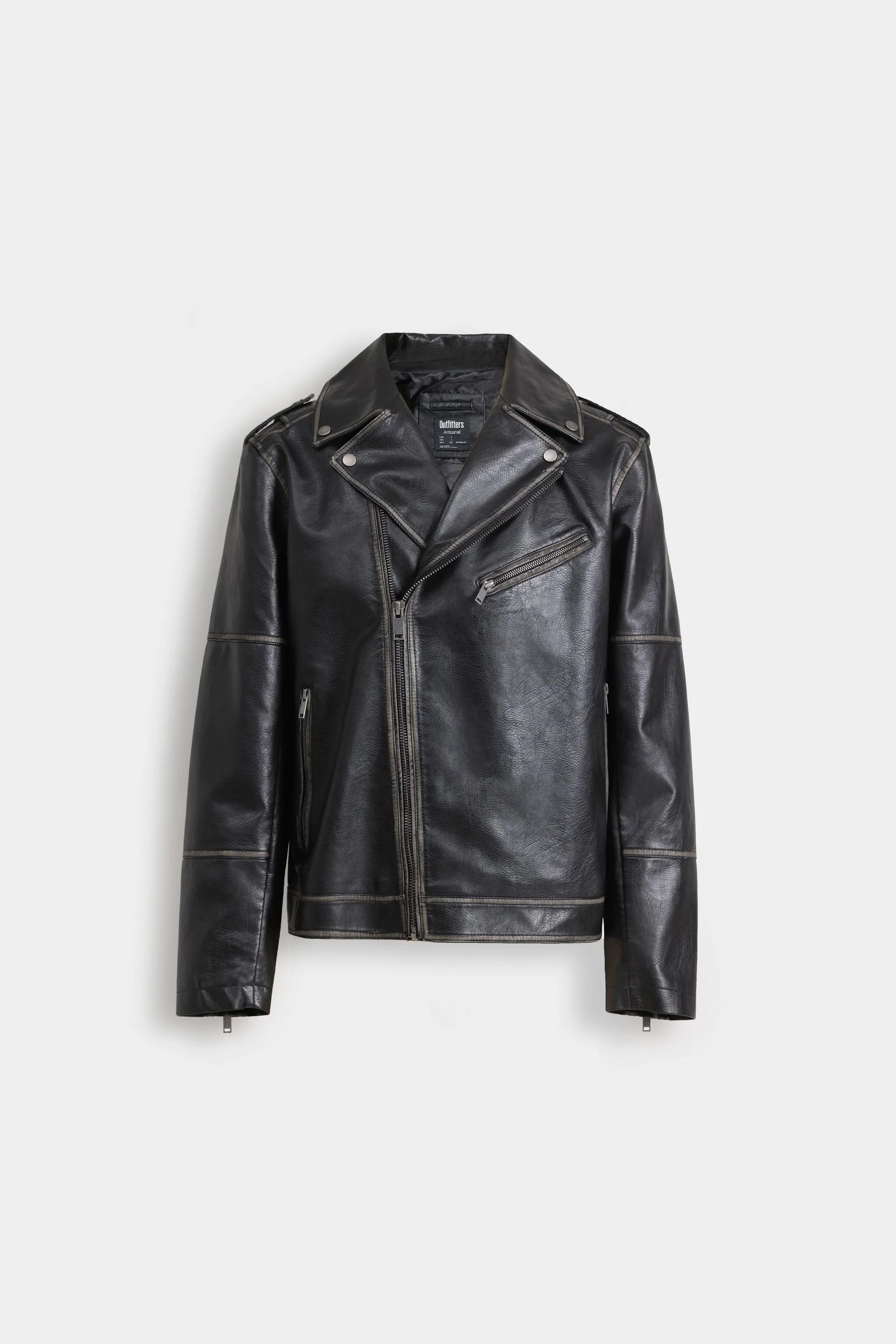 Other Men’s Black Faux Leather Biker Jacket Zip Up Size US XL / EU 56 / 4 - 6 Thumbnail