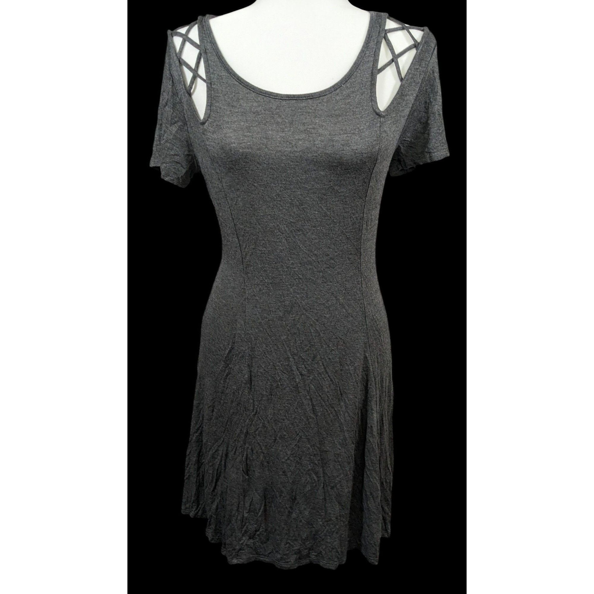 Other Romantic Grey Lattice Shoulder Dress by Shiela Rose Size L / US 10 / IT 46 - 1 Thumbnail
