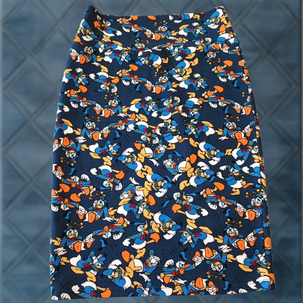 Vintage LuLaRoe Skirt S Women Blue Geometric Knee Length Pull On Polyester Spandex Knit Casual Stretch Size 28" / US 6 / IT 42 - 1 Thumbnail
