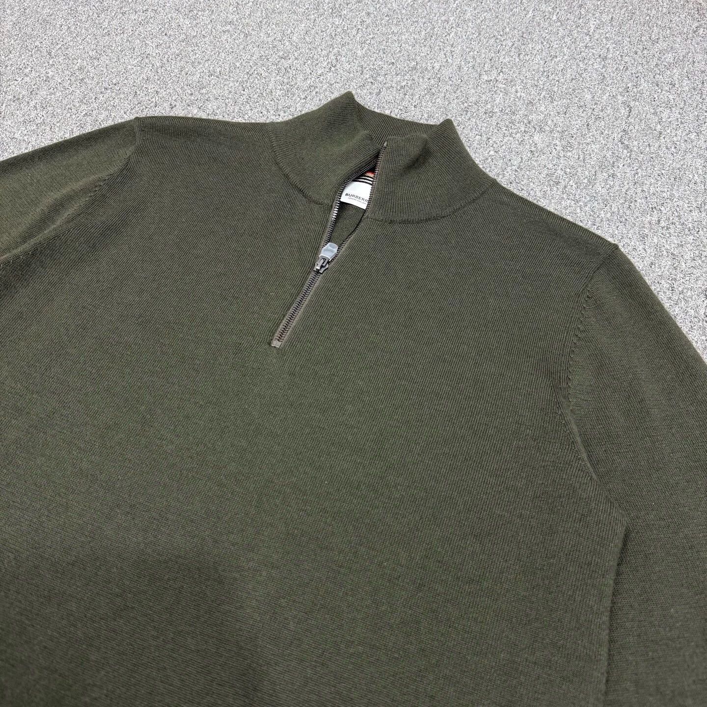 Burberry Burberry Dark Green half-zip wool knit striped cuffed NWT Size M / US 6-8 / IT 42-44 - 3 Thumbnail