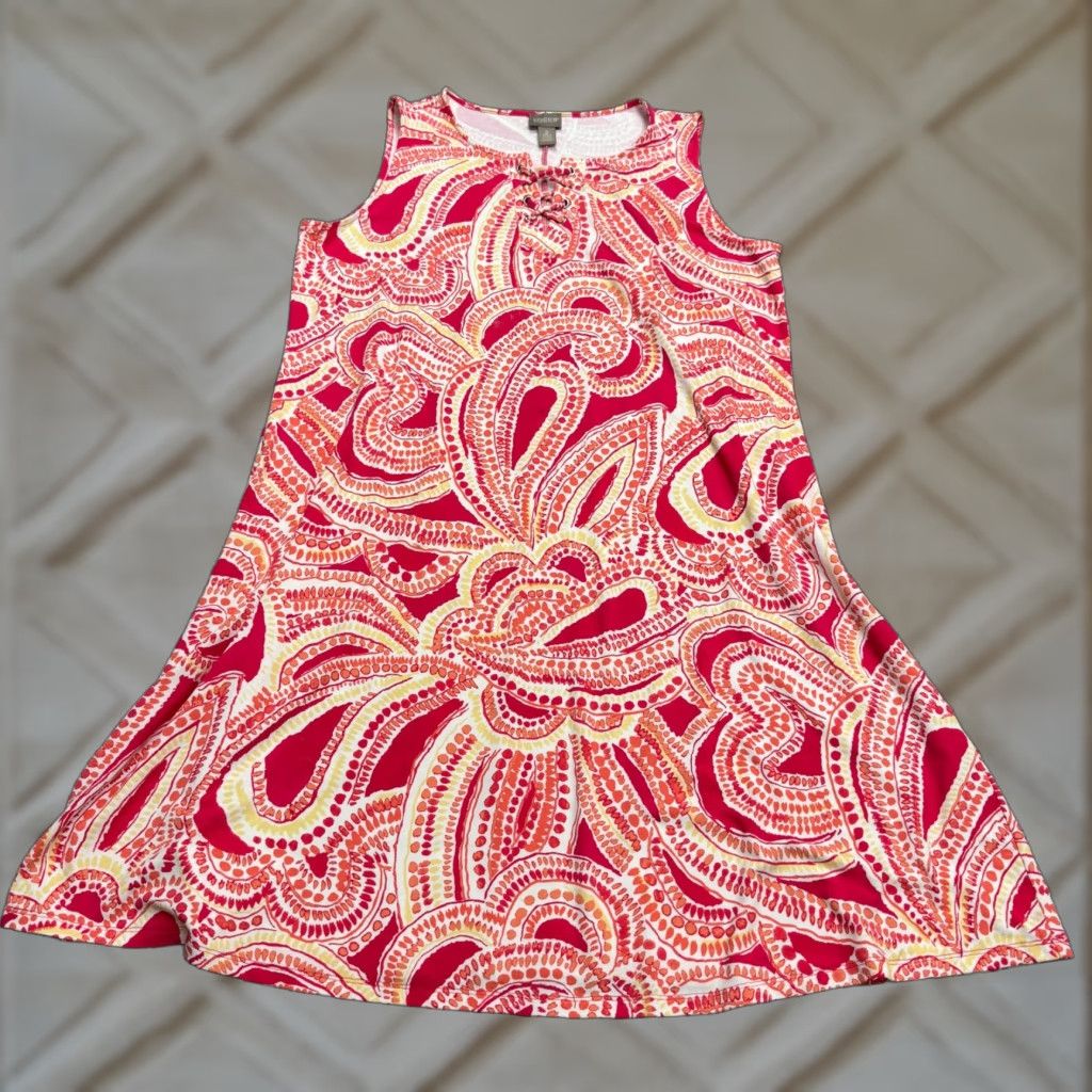 Vintage VINTAGE Chico's Paisley Midi Tank Dress Womens Large Pink Orange Sleeveless Summer Boho Chic Size XS / US 0-2 / IT 36-38 - 1 Thumbnail