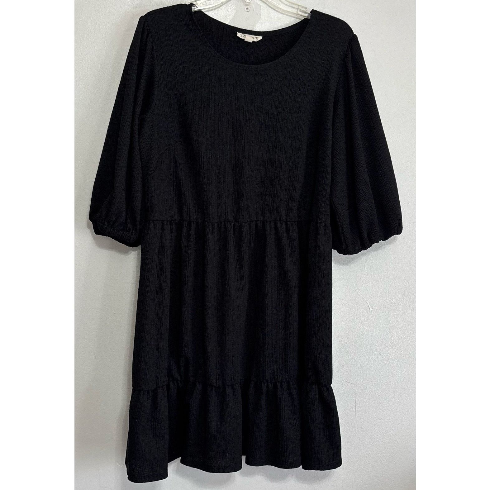 Other 52Seven Black Tiered Babydoll Mini Dress Balloon Sleeves Size L / US 10 / IT 46 - 1 Thumbnail