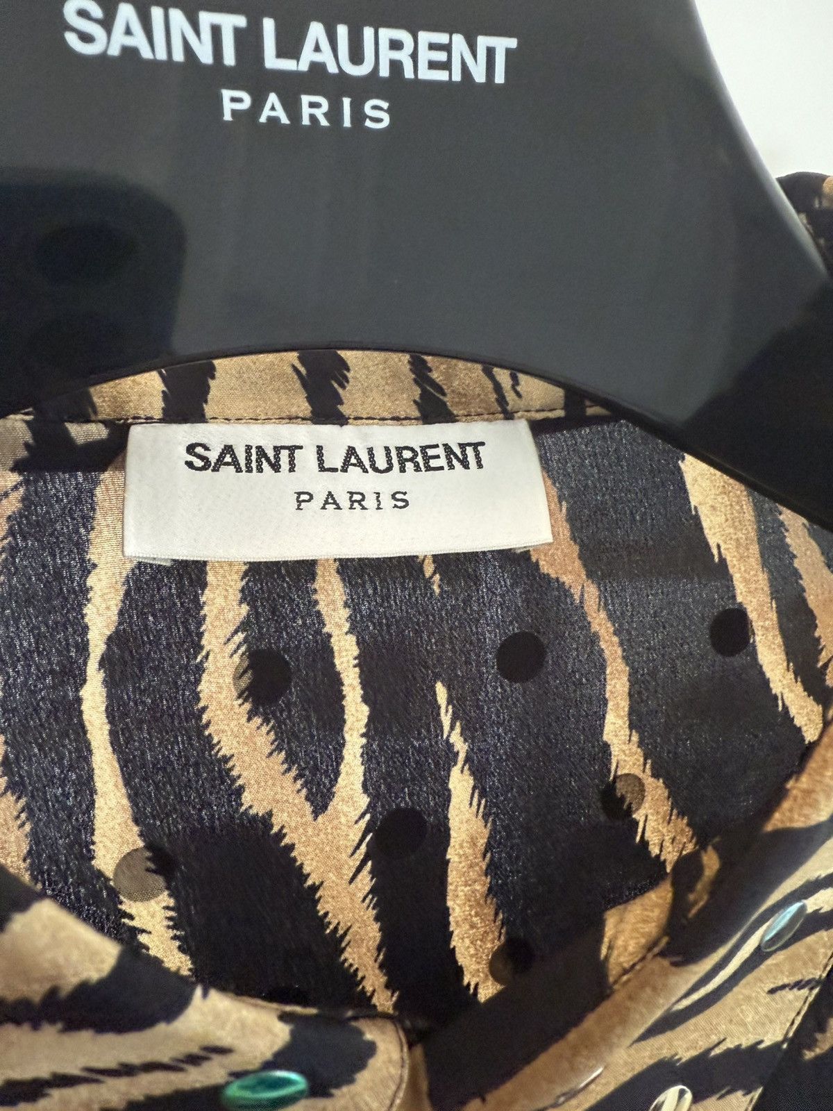 Saint Laurent Paris Saint Laurent Silk Tiger Shirt with Metallic Dots Size US M / EU 48-50 / 2 - 12 Thumbnail