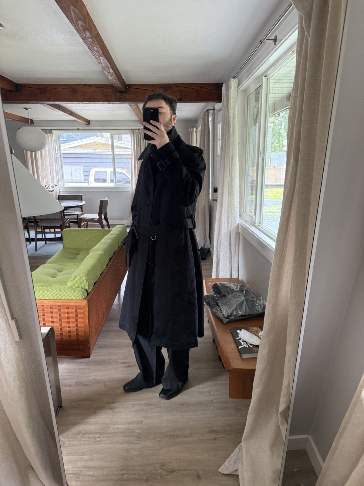 Vintage Yohji Yamamoto Leather Collar Trench Coat