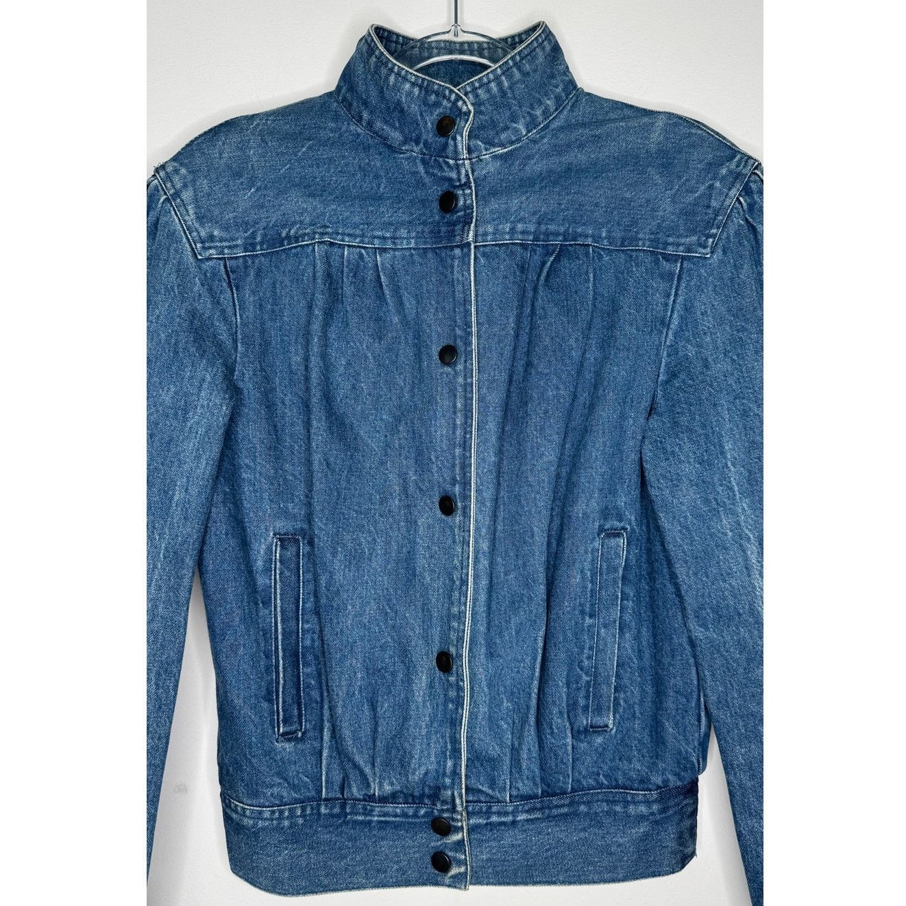Vintage 1980s Vintage Denim Puff Sleeve Bomber Jacket Women’s Medium Size M / US 6-8 / IT 42-44 - 3 Thumbnail