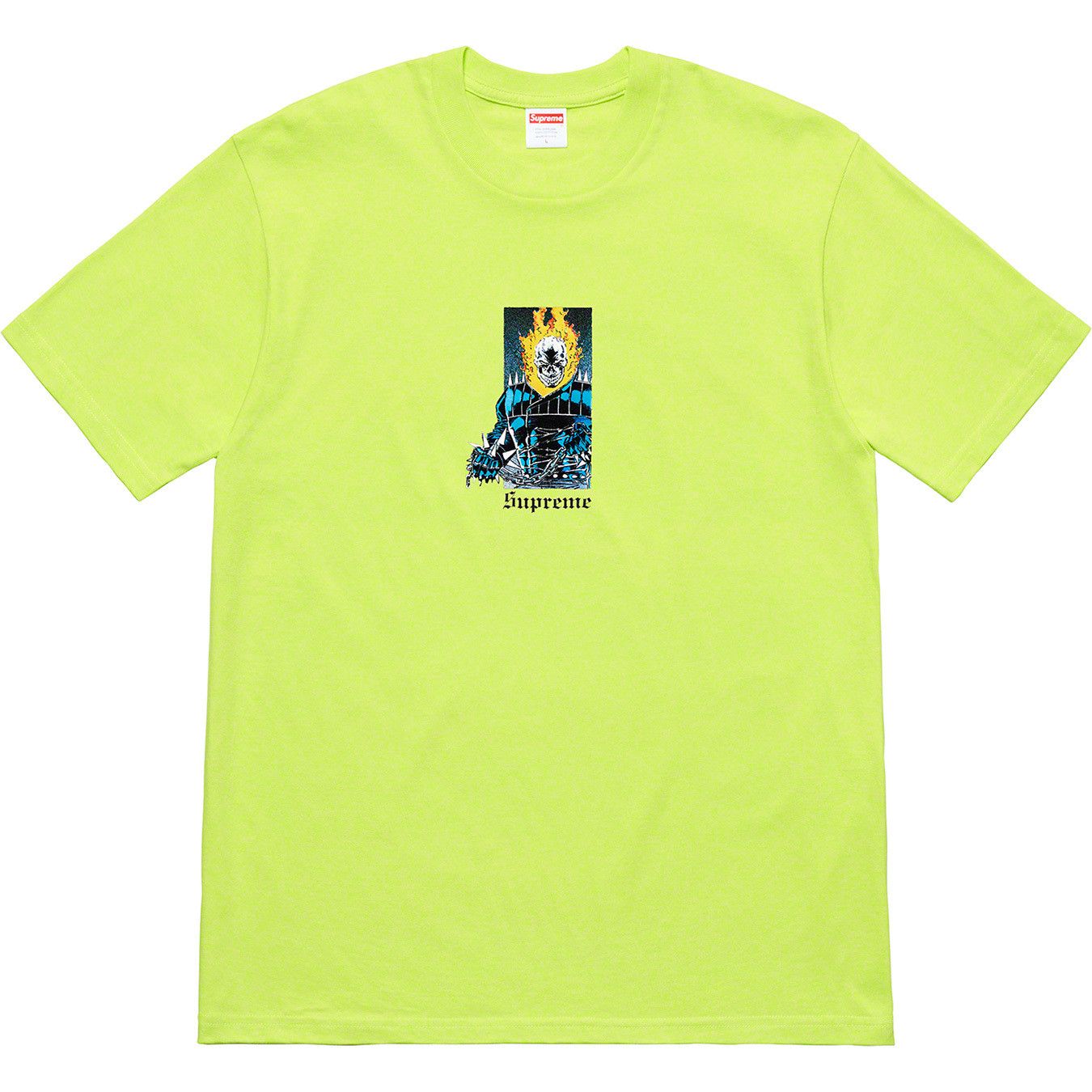 image of Supreme Ghost Rider Tee Neon Green Medium, Men's