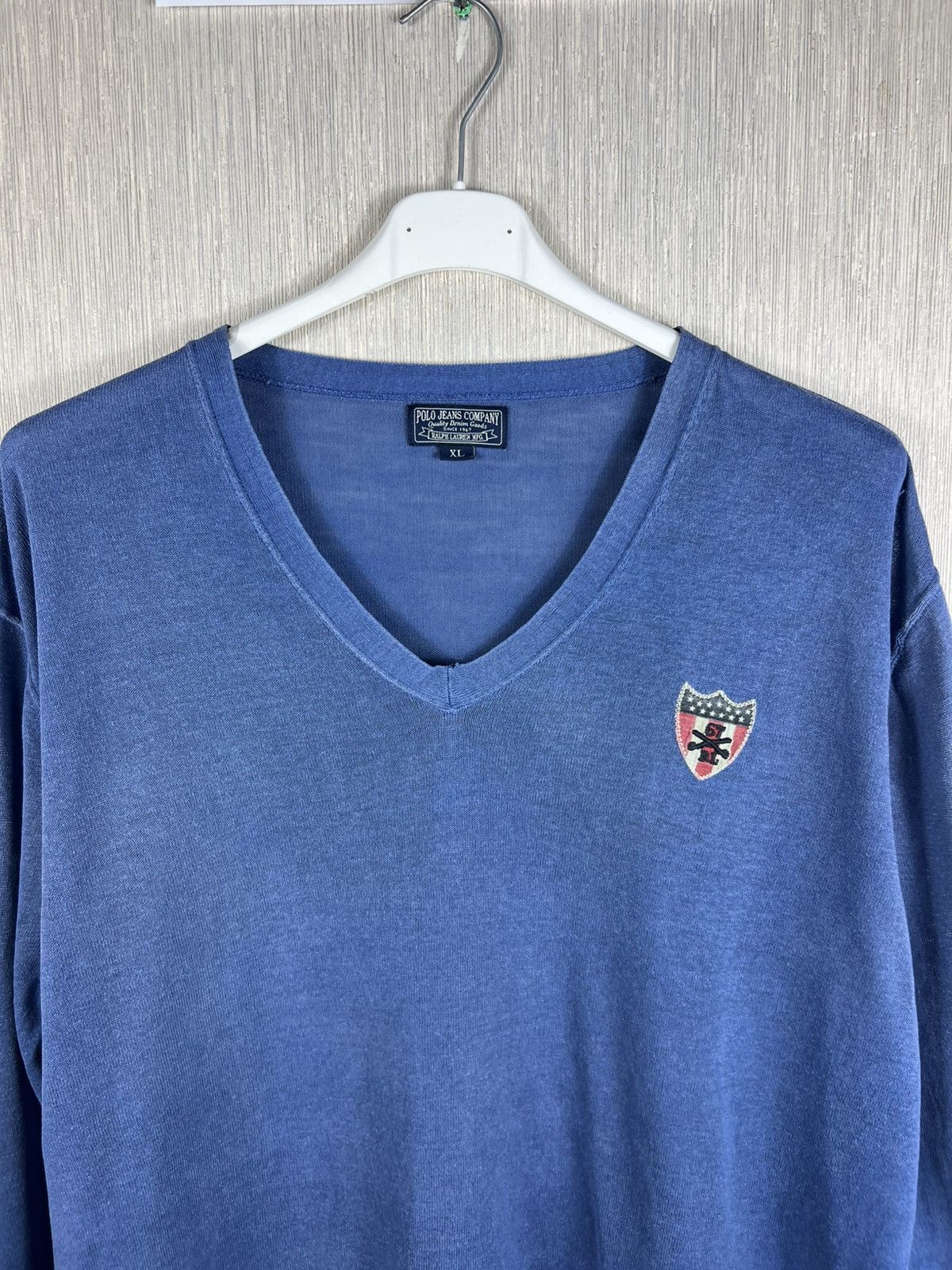 Ralph Lauren Ralph Lauren cotton linen thin v-neck sweater pirate flag Size US XL / EU 56 / 4 - 5 Thumbnail