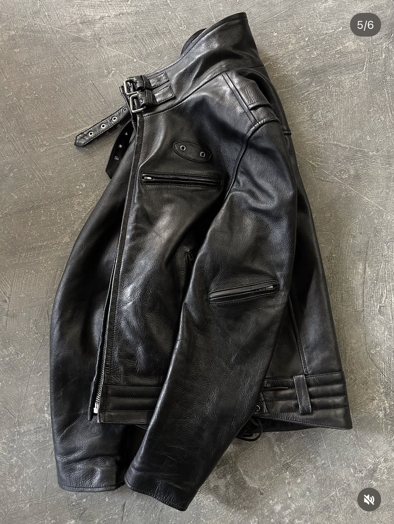Japanese Brand Liugoo Leather's Black Label Police Leather Jacket Size US S / EU 44-46 / 1 - 5 Thumbnail