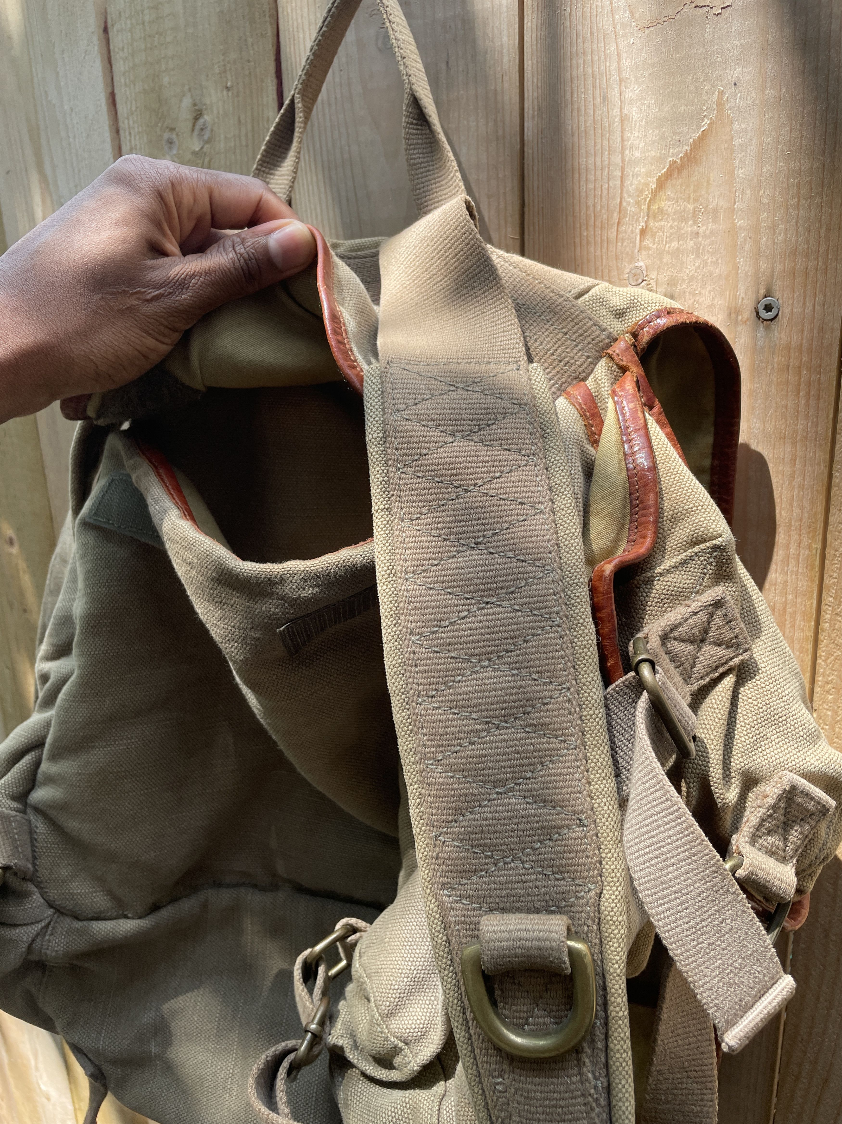 Lucky Brand Military Heavy Canvas and Leather Rucksack Lucky Brand Size ONE SIZE - 10 Thumbnail