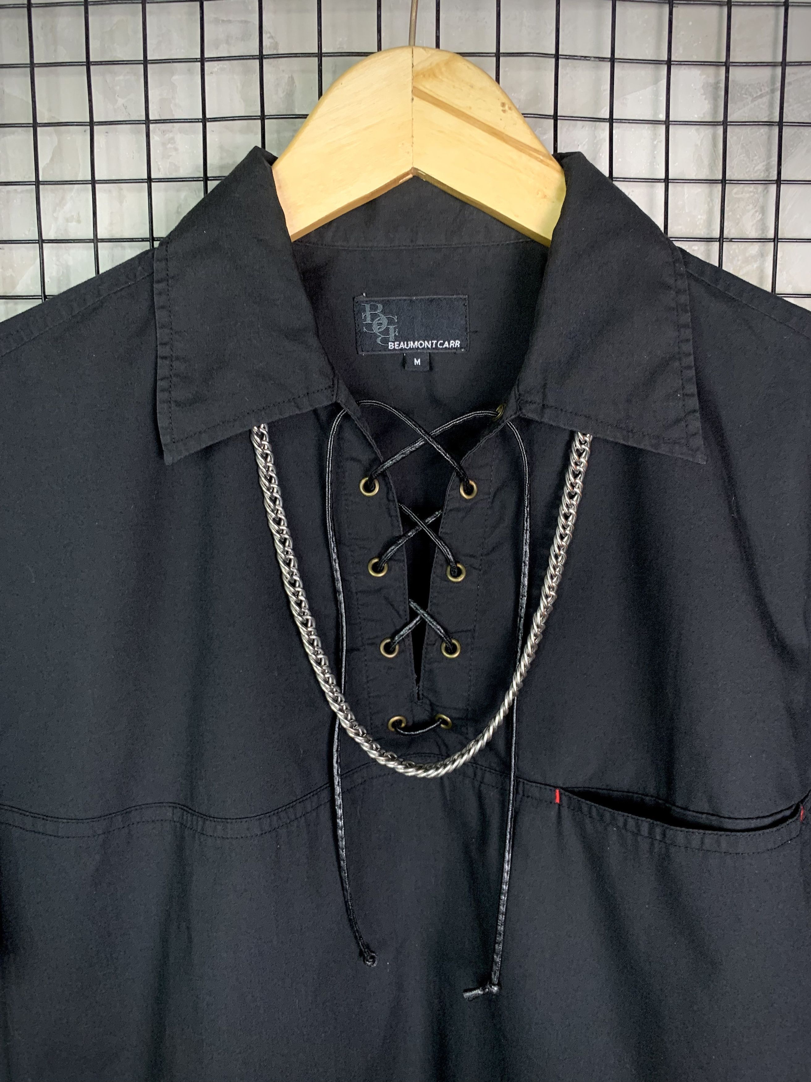 Japanese Brand Beaumont Carr Gothic Lace-Up Poem Print Shirt Size US M / EU 48-50 / 2 - 3 Thumbnail