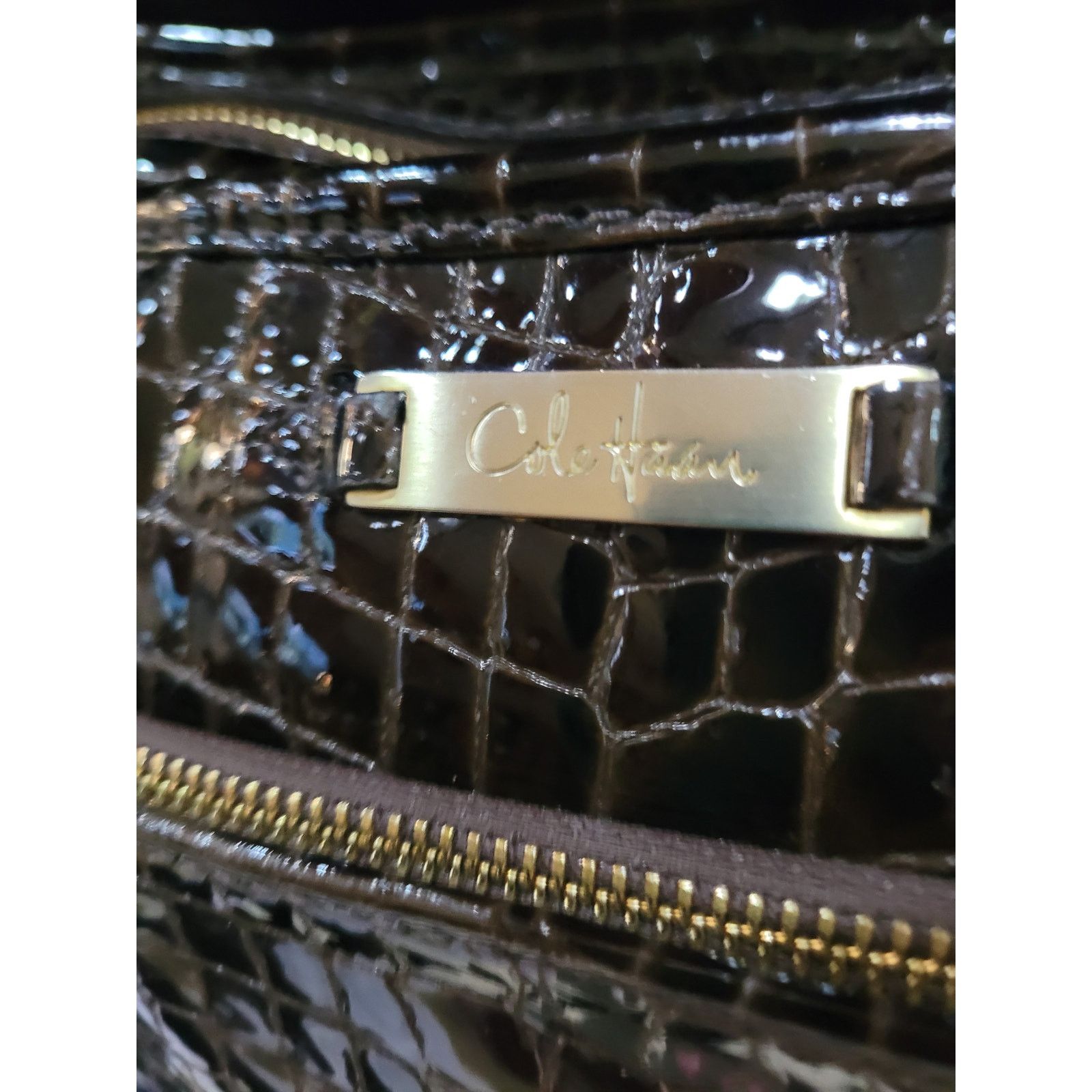 Cole Haan Cole Haan Blk Croc Embossed Leather Satchel/Briefcase Women Size ONE SIZE - 10 Thumbnail