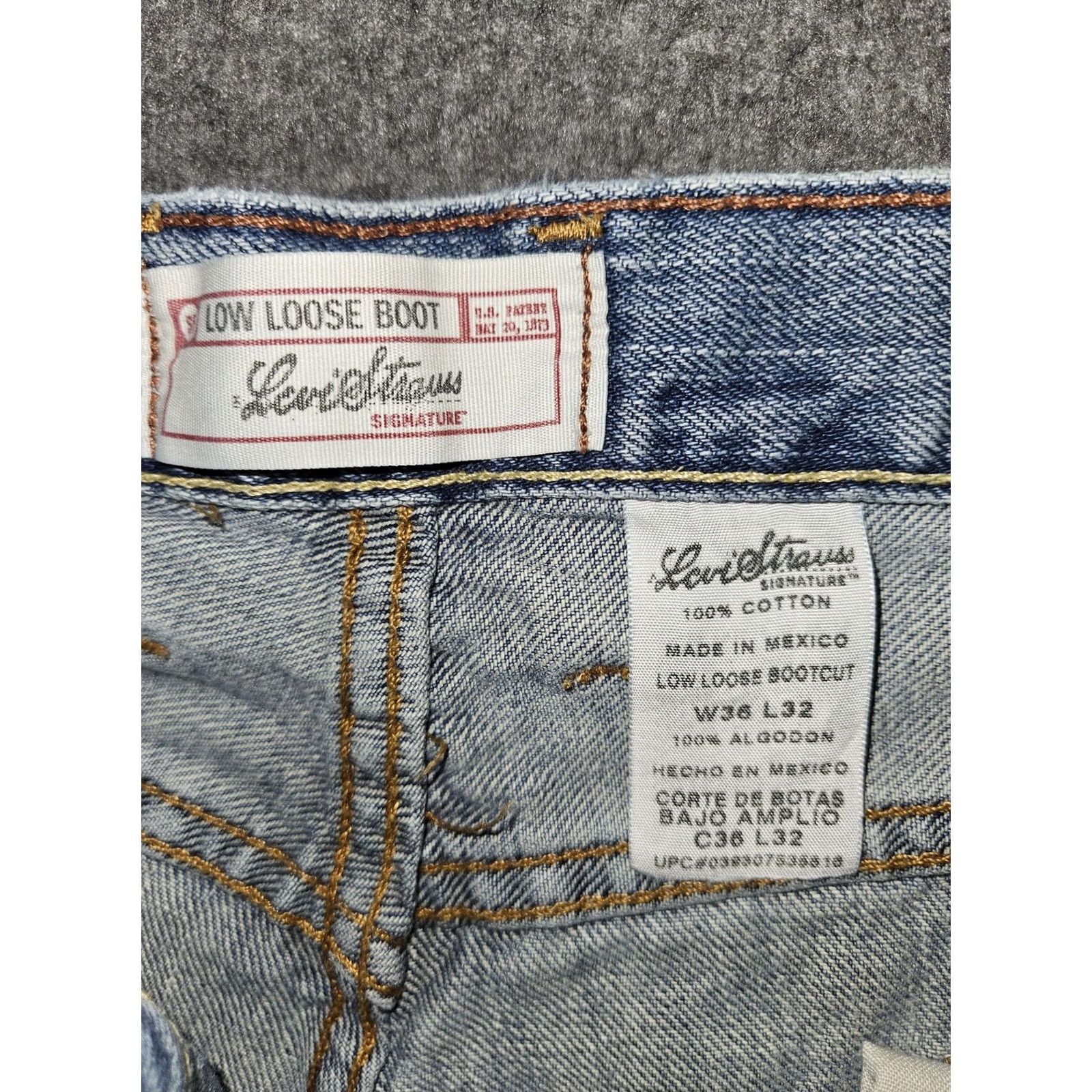 Vintage Levi Strauss Signature Low Loose Boot Jeans Mens 36x32 Light Blue Denim Vintage 5-Pocket Logo Zip Front Bootscut Regular Waist Mens Size US 36 / EU 52 - 2 Thumbnail