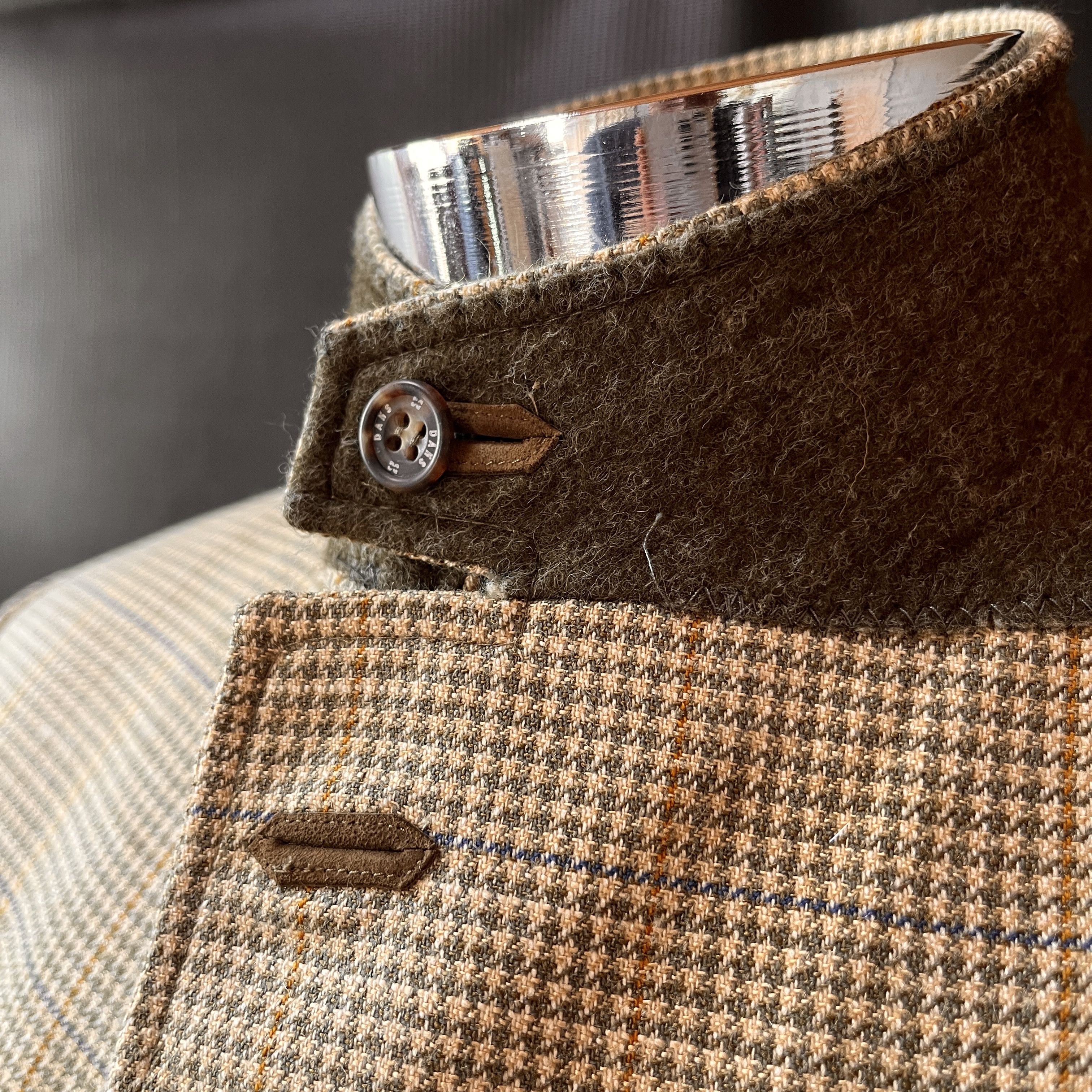 DAKS DAKS London Wool Silk Linen Hunting Jacket Suede Elbow IT50 Size 50S - 2 Thumbnail