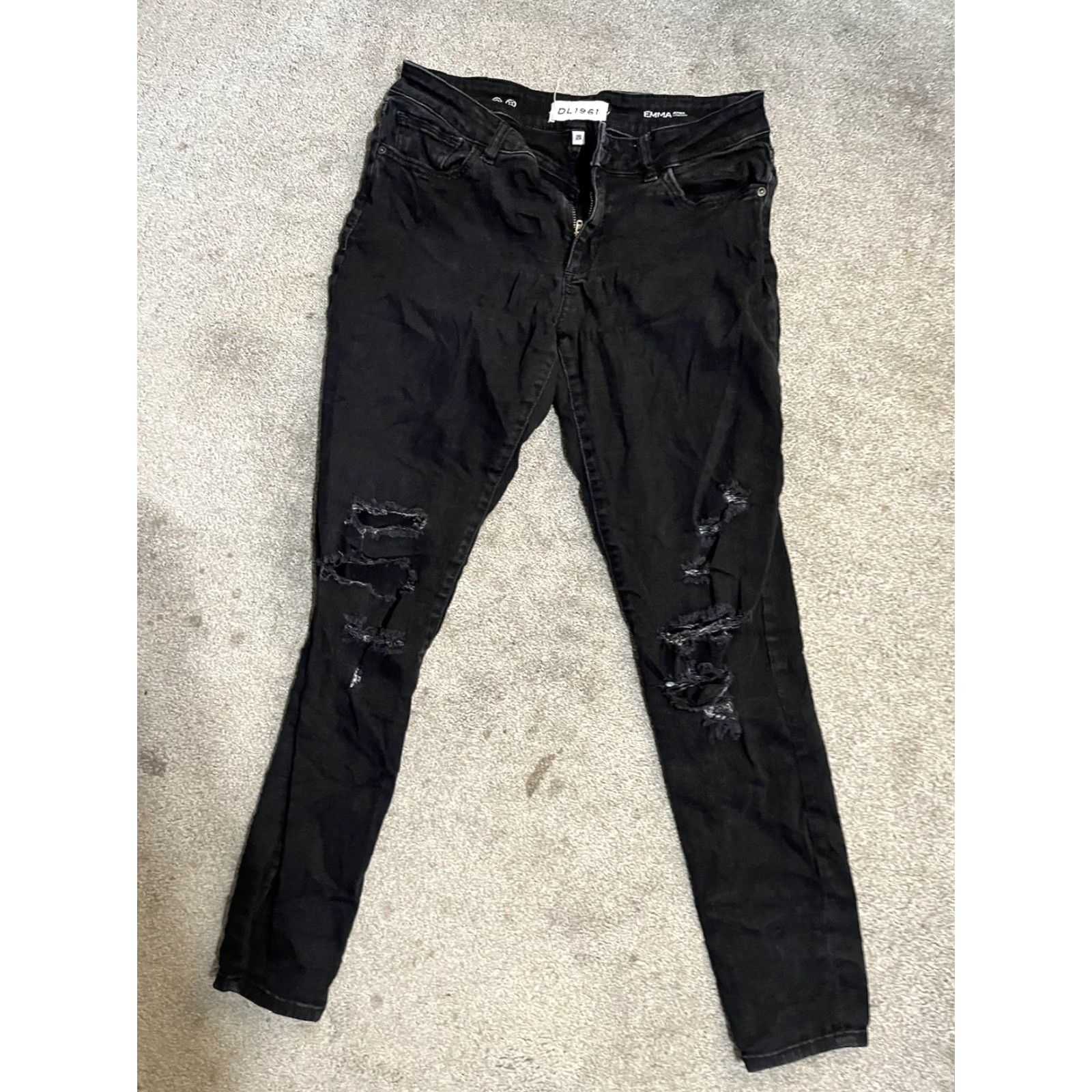 DL1961 DL1961 EMMA Power Legging Jeans Womens 28 Black Dark Wash Comfort Stretch Denim Jegging Slim 5-Pocket Logo City USA Girls Womens Size 28" / US 6 / IT 42 - 2 Thumbnail