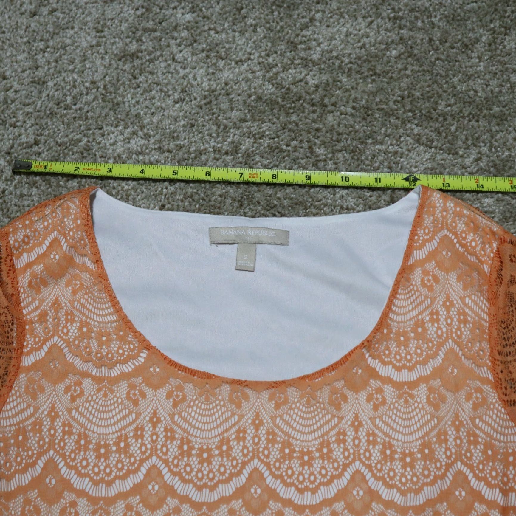 Banana Republic Banana Republic Shirt Ladies S Orange Lace Knit Top Short Sleeve Size S / US 4 / IT 40 - 6 Thumbnail