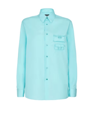 image of Fendi O1Loc1C0124 Shirt In Sky Blue, Men's (Size Large)