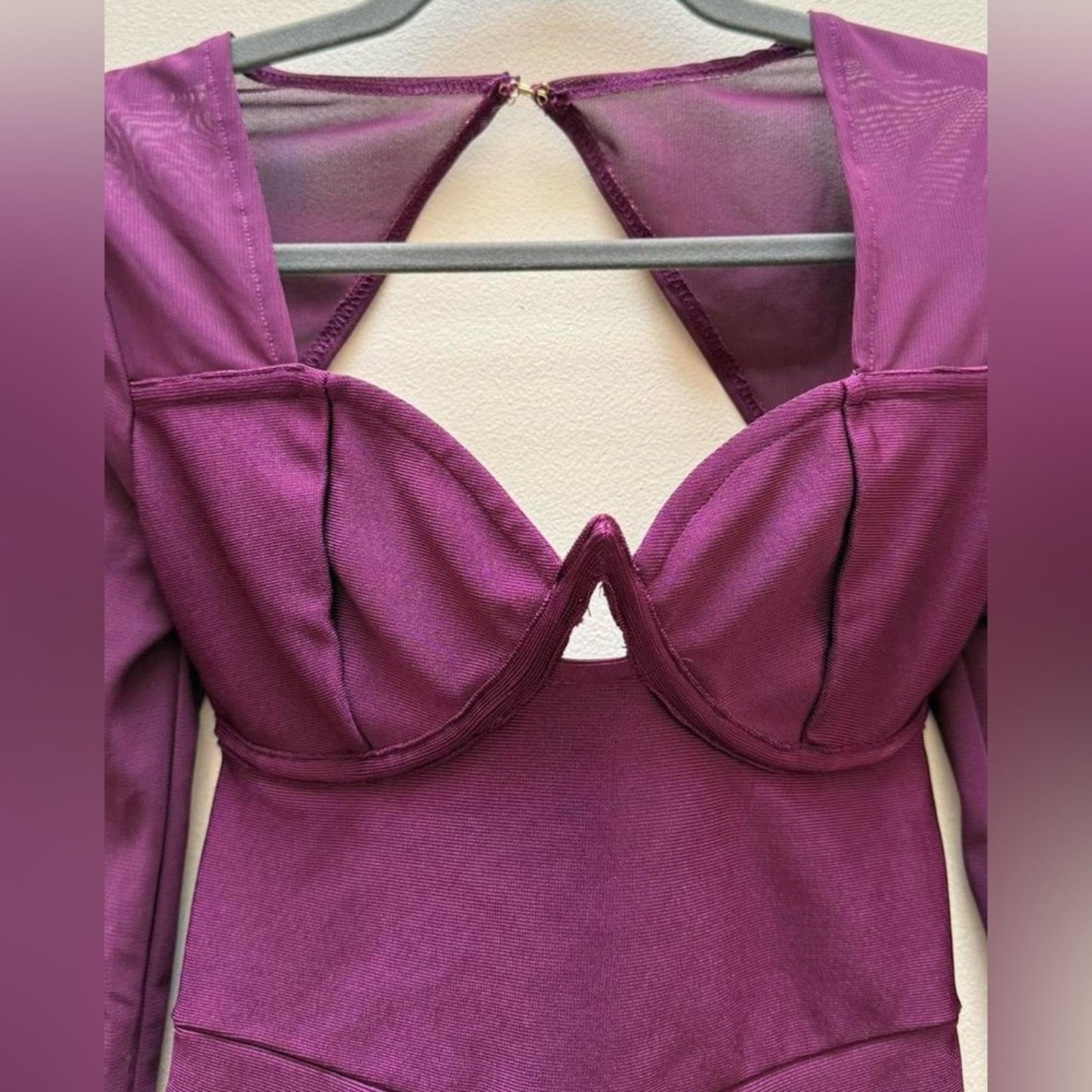 Fashion Nova Fashion Nova Burgundy Bodycon Dress Size S Clubwear Bandage Size S / US 4 / IT 40 - 2 Thumbnail