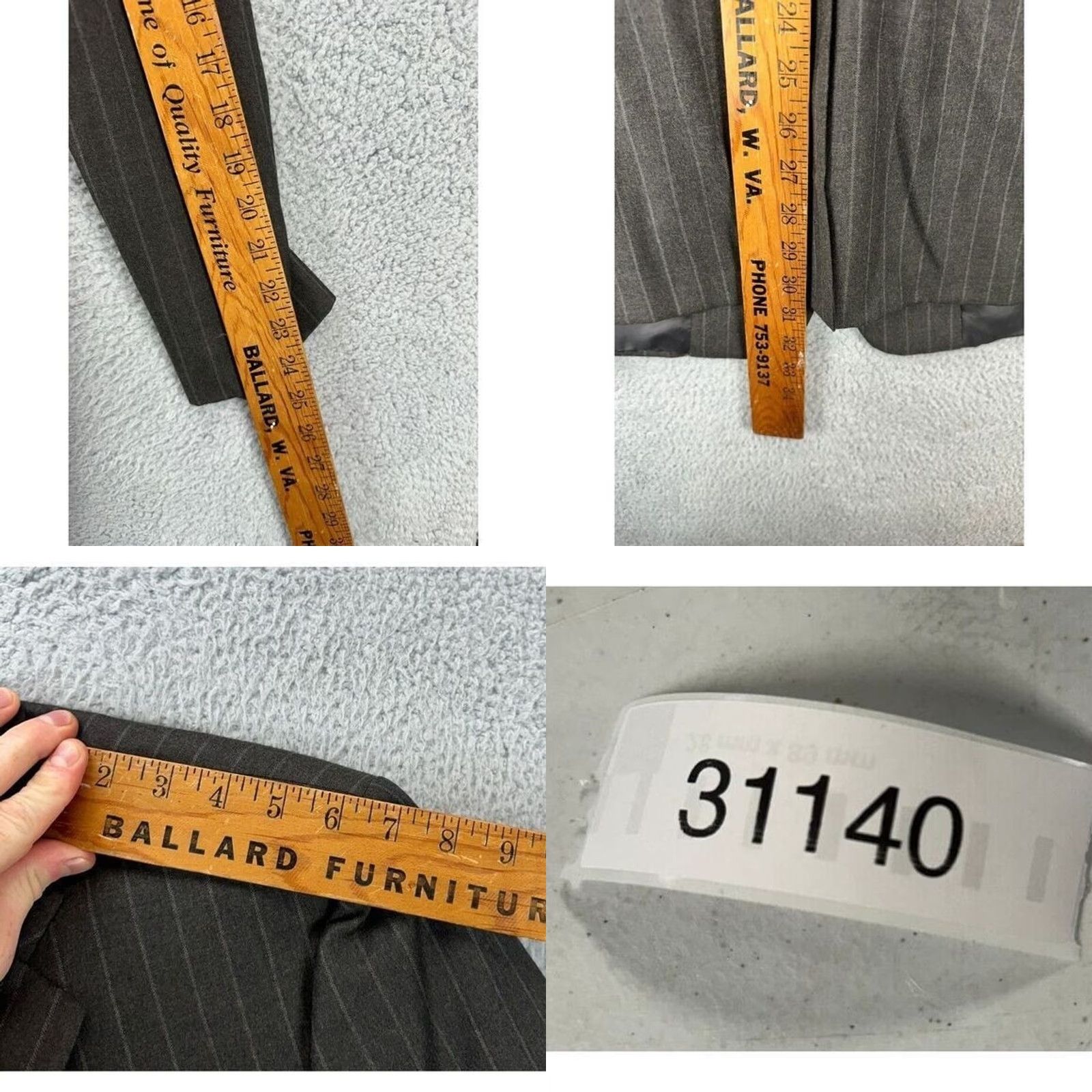 Vintage Hickey Freeman Wool Cashmere Blazer Men 40 REG Charcoal Pinstripe Suit Jacket Size 40R - 9 Thumbnail