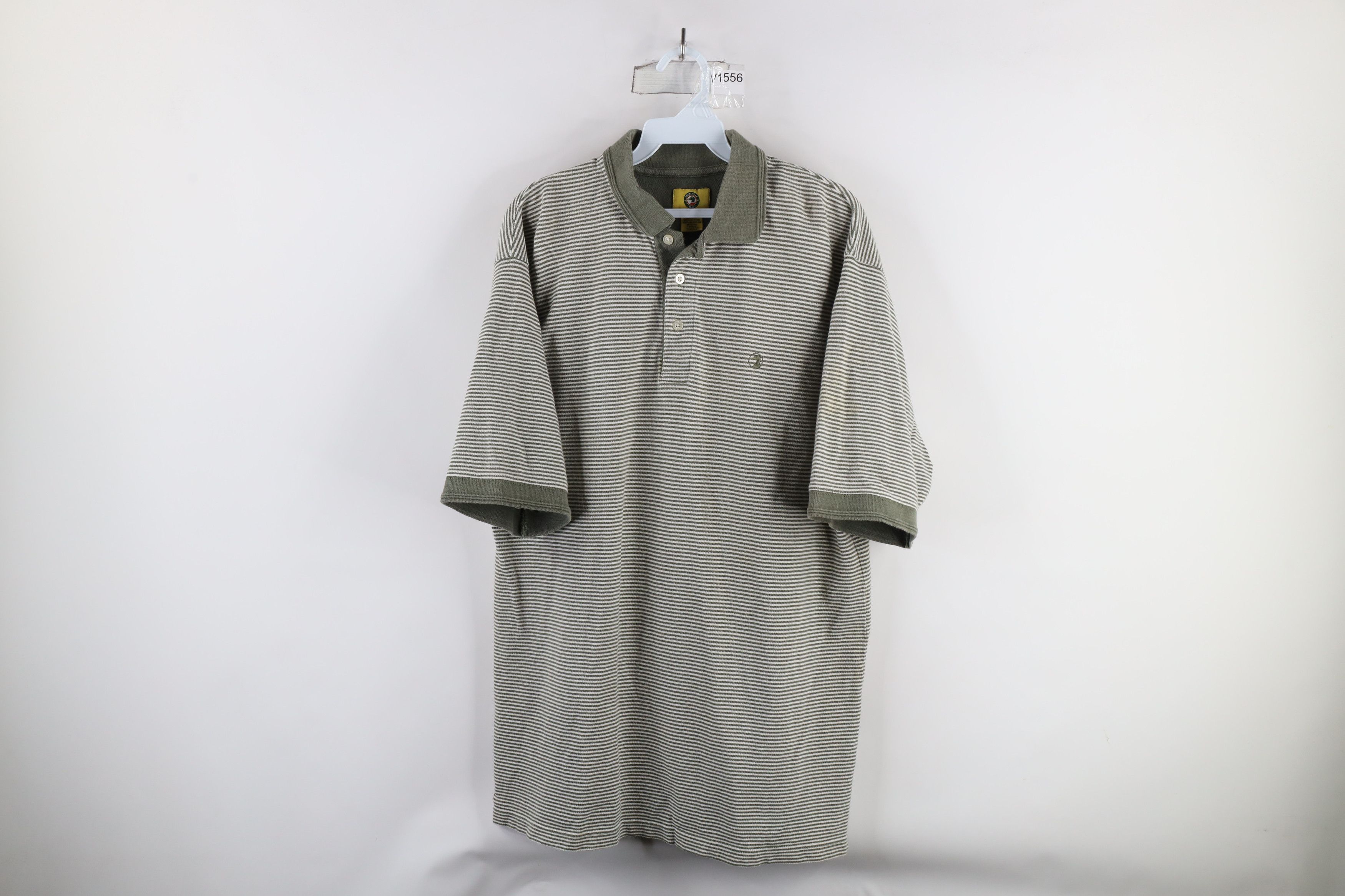 Vintage Vintage 90s Streetwear Striped Heavyweight Polo Shirt Green Size US L / EU 52-54 / 3 - 1 Thumbnail