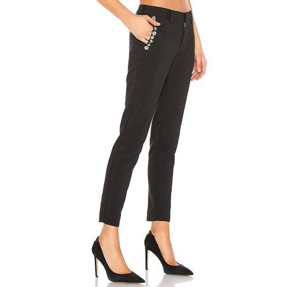 REVOLVE Reiko Crystal Embellished Black Lizzy Trim Pants Size 26" / US 2 / IT 38 - 3 Thumbnail