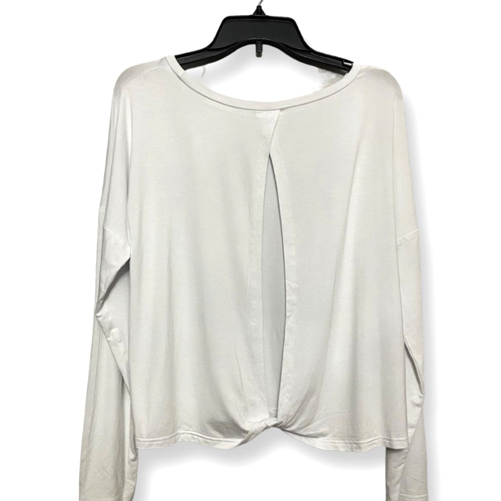 Other Blouse White Long Sleeve Boat Neck Twisted Back Cutout L Size L / US 10 / IT 46 - 4 Thumbnail