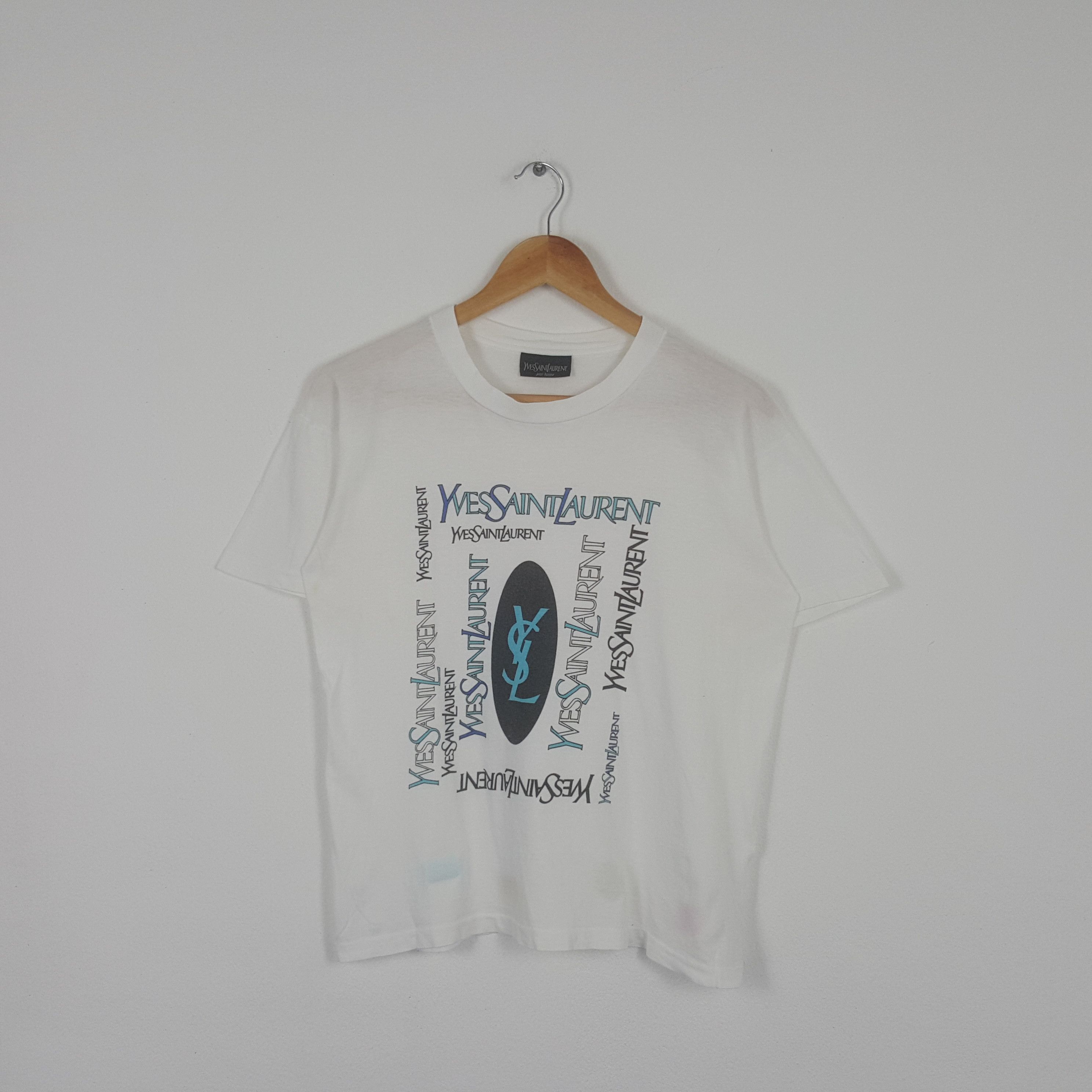 Vintage Yves Saint Laurent Luxury Brand Spellout Tshirt