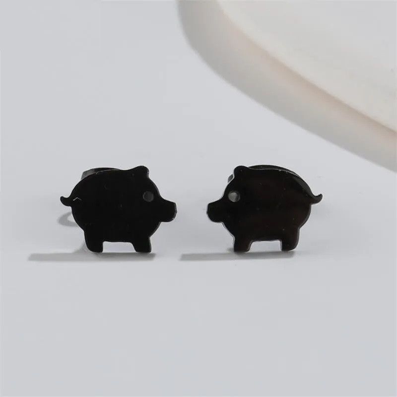 Jewelry Pig Mini Stud Earrings Charm Earring Gift Size ONE SIZE - 1 Preview