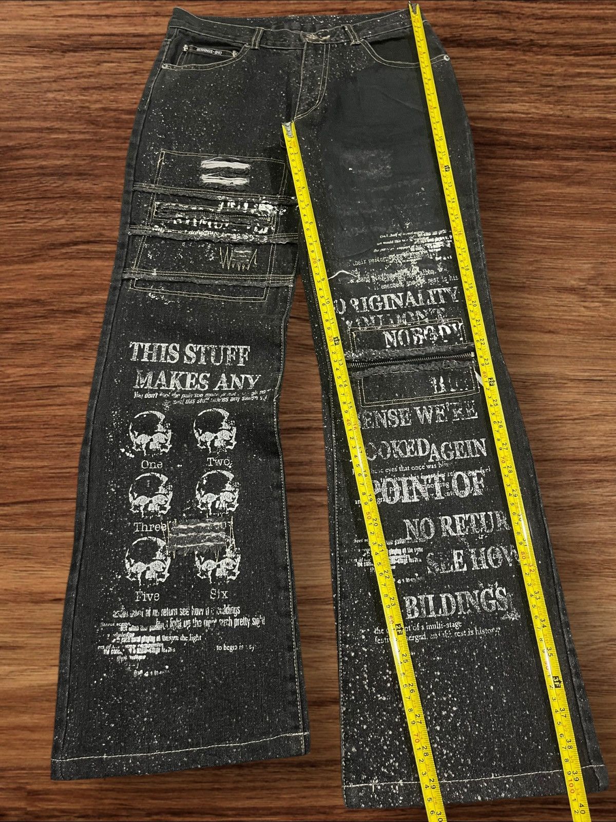 If Six Was Nine Vintage Japan Bernings Sho Skeleton Astronomical Flare Jeans Size US 28 / EU 44 - 13 Thumbnail