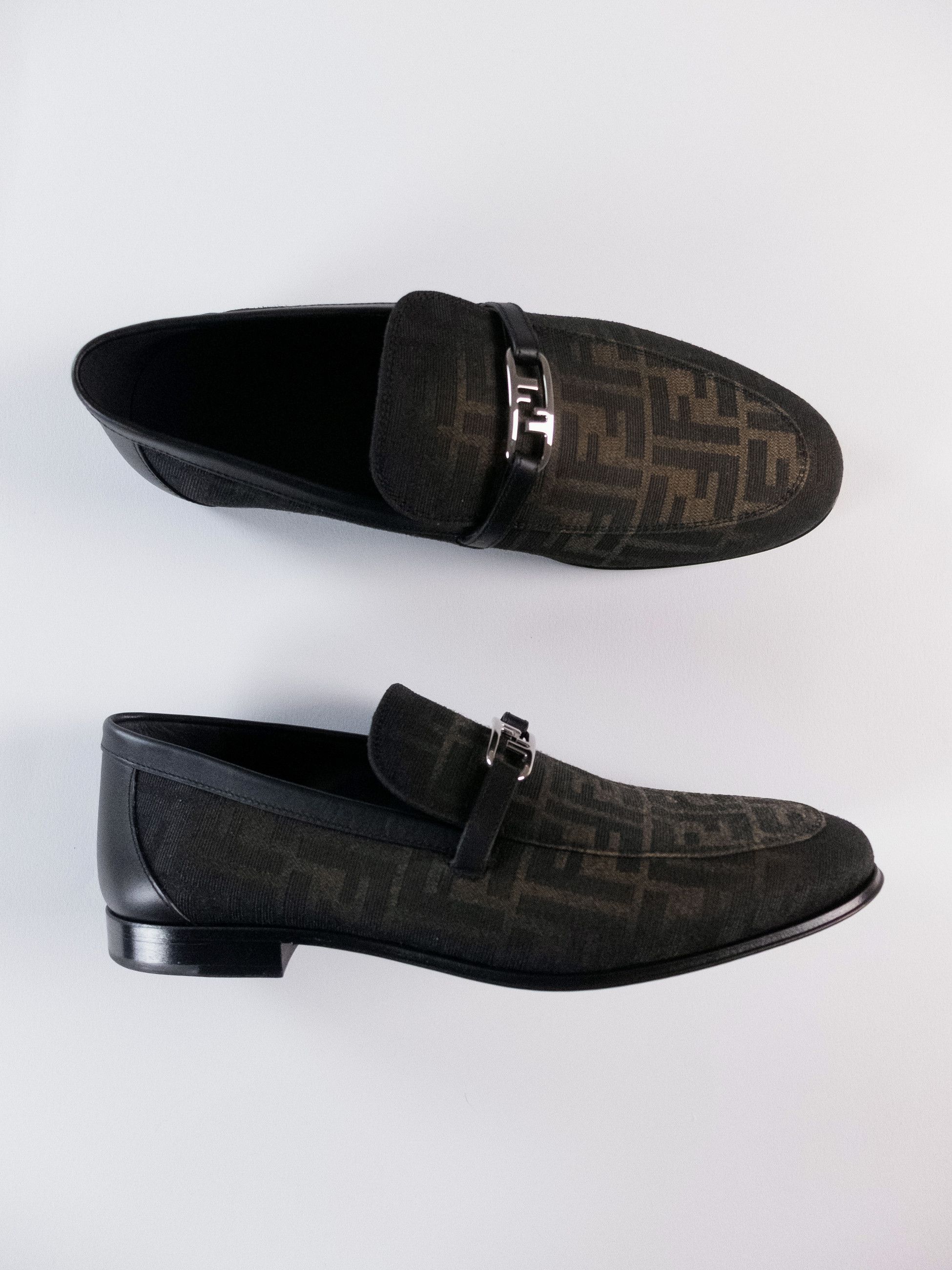 Fendi FENDI O'Clock brown FF monogram loafers with logo plaque Size US 9 / EU 42 - 2 Thumbnail