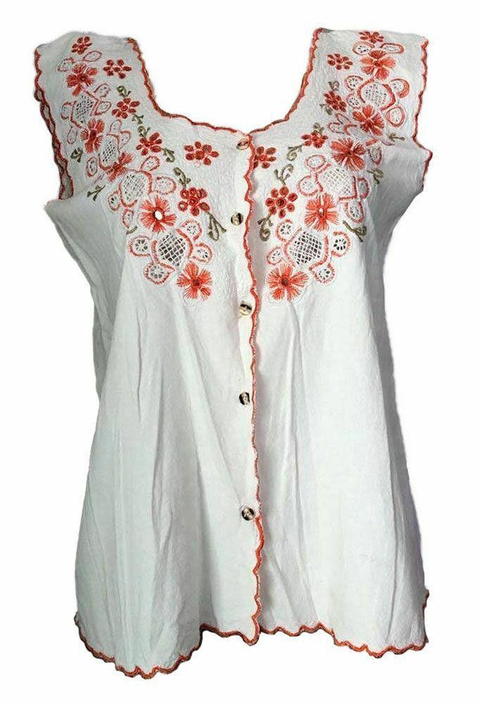 Designer Pre Owned White Hand Made Blouse G Size M / US 6-8 / IT 42-44 - 1 Thumbnail