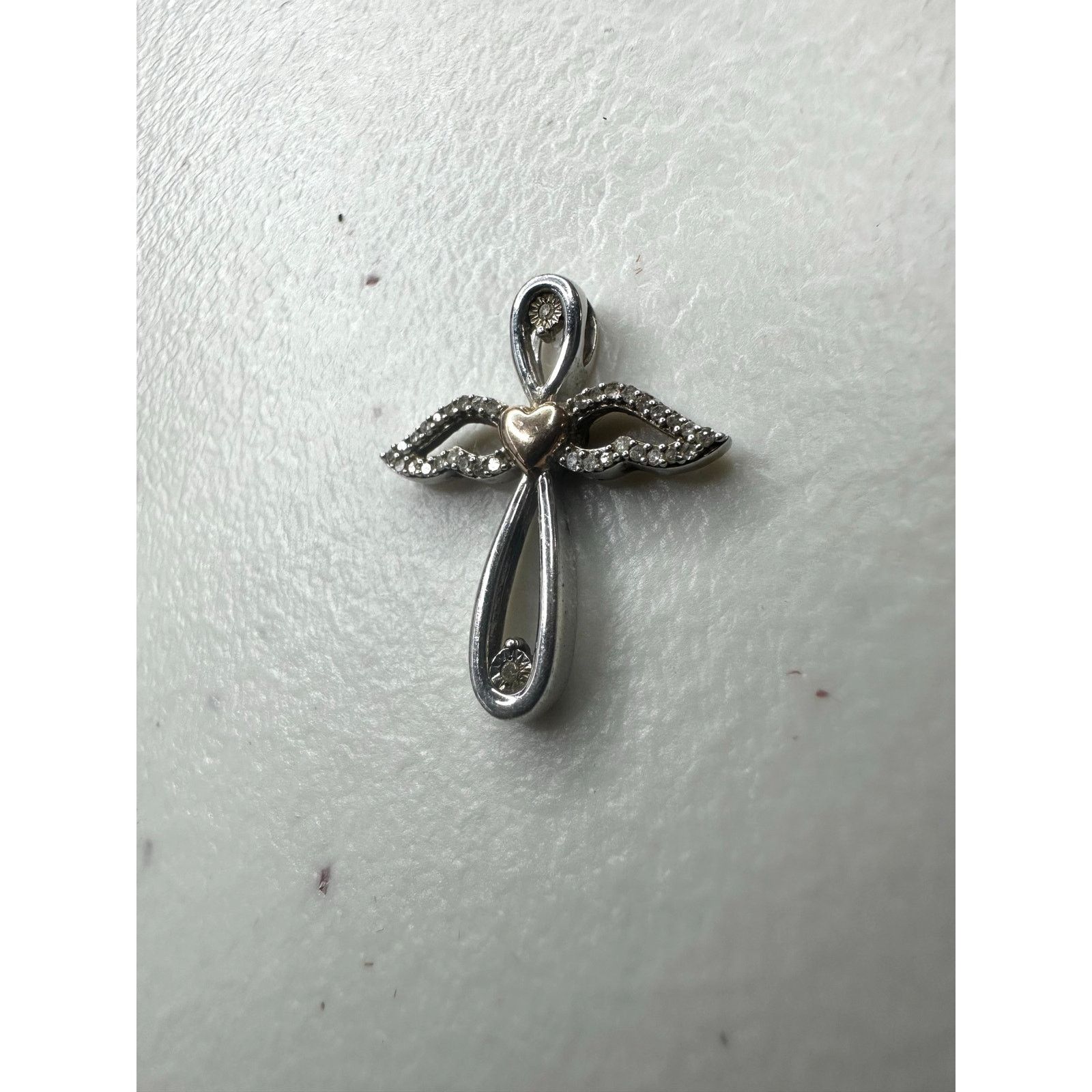 & Other Stories JWBR 10K Gold 925 Silver Diamond Angel Wing Cross Pendant Size ONE SIZE - 1 Thumbnail
