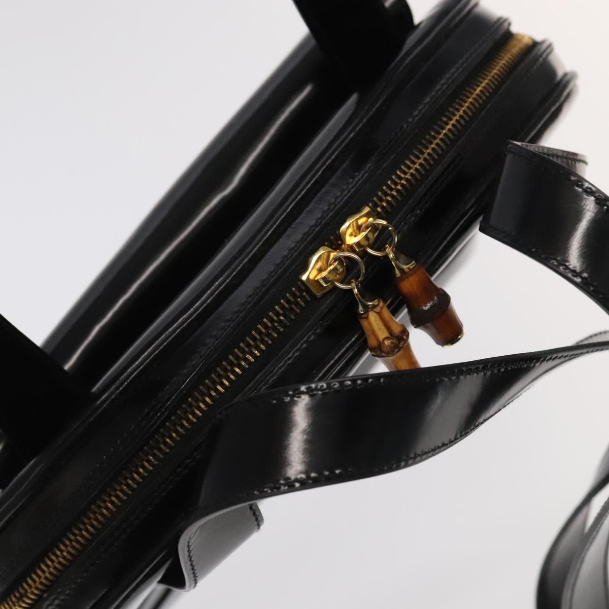 Gucci GUCCI Bamboo Shoulder Bag Enamel Black Gold 001 1075 1650 0 Size ONE SIZE - 6 Thumbnail