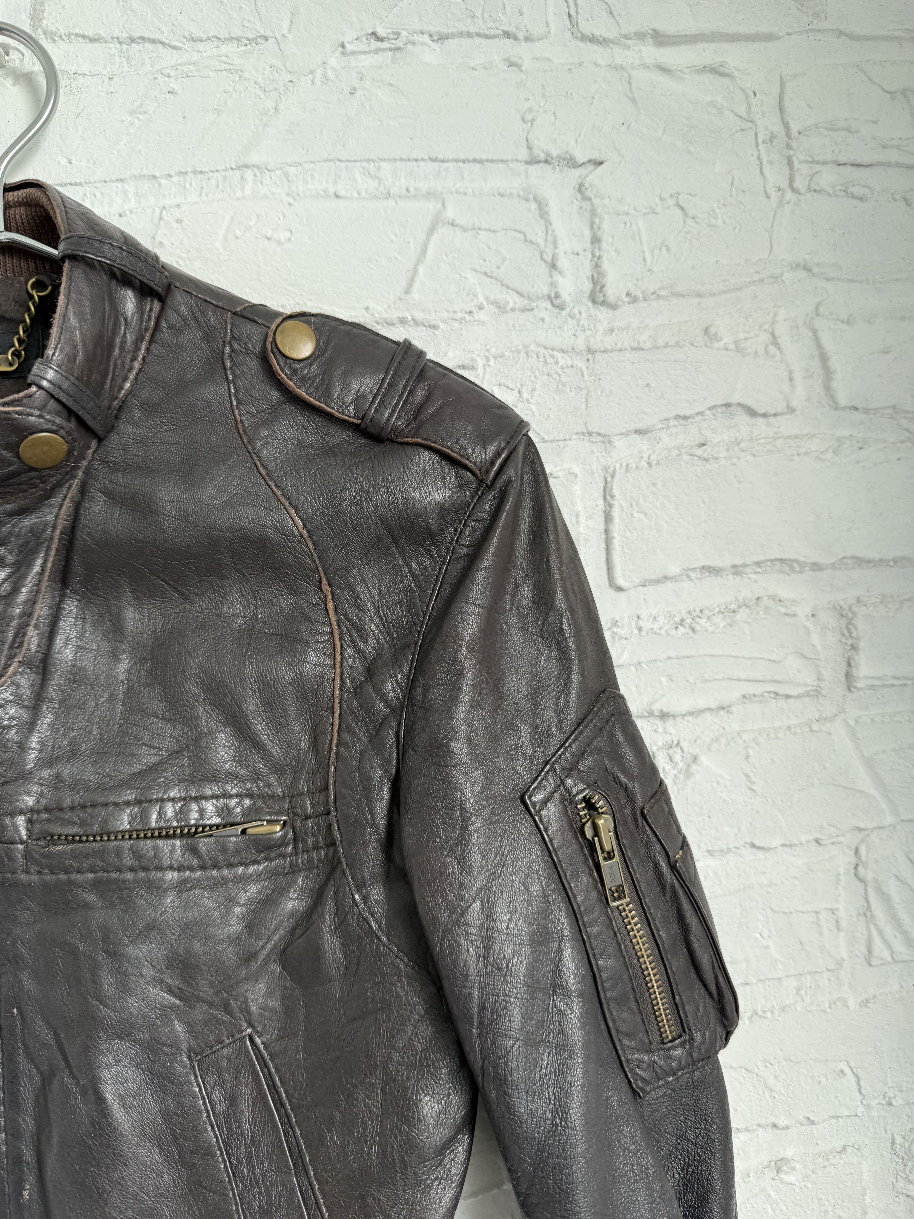 Allsaints × Vintage Vintage 2000s y2k Allsaints brown leather jacket Size XS / US 0-2 / IT 36-38 - 13 Thumbnail