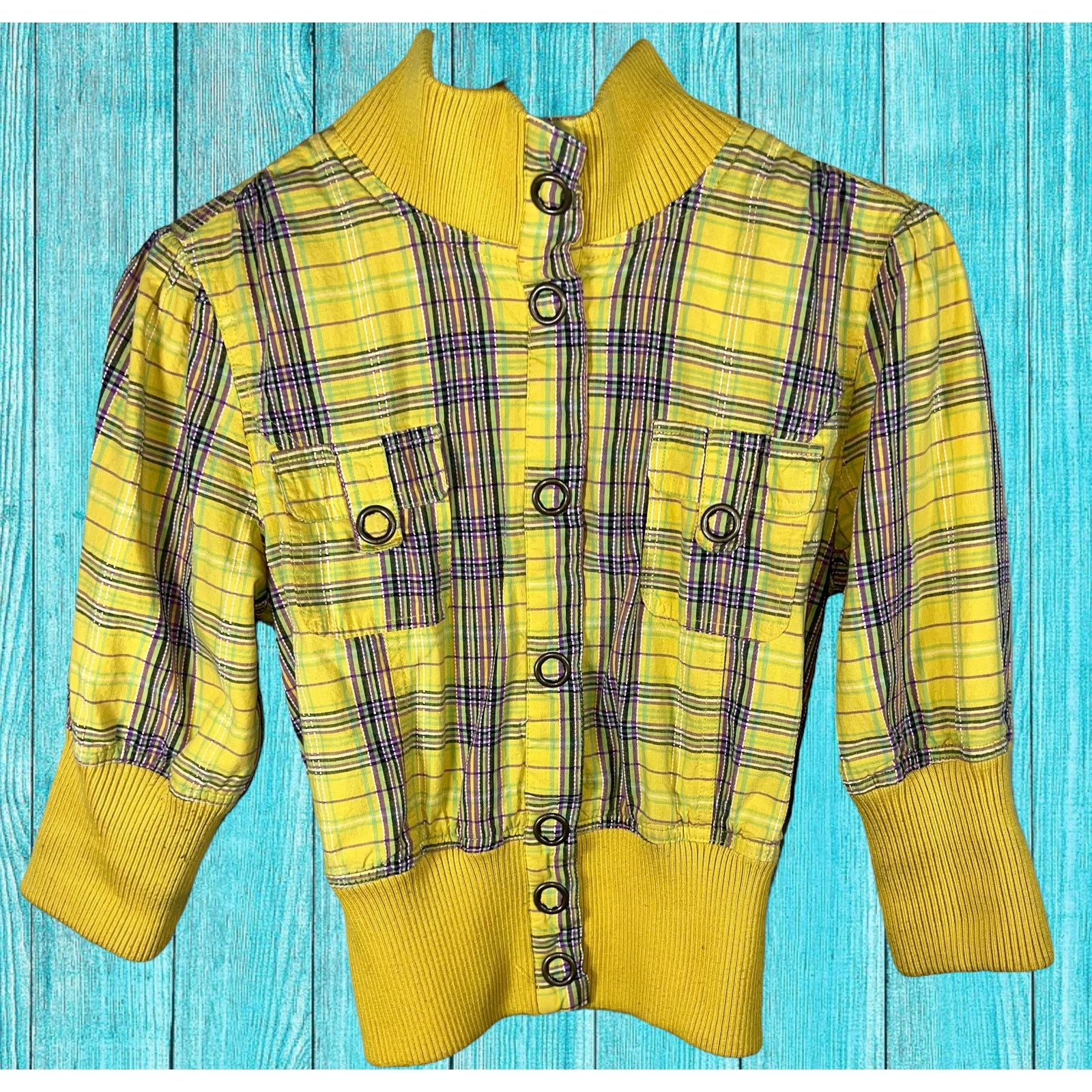 Forever 21 Forever 21 Yellow Button Jacket Blazer Size L / US 10 / IT 46 - 1 Thumbnail
