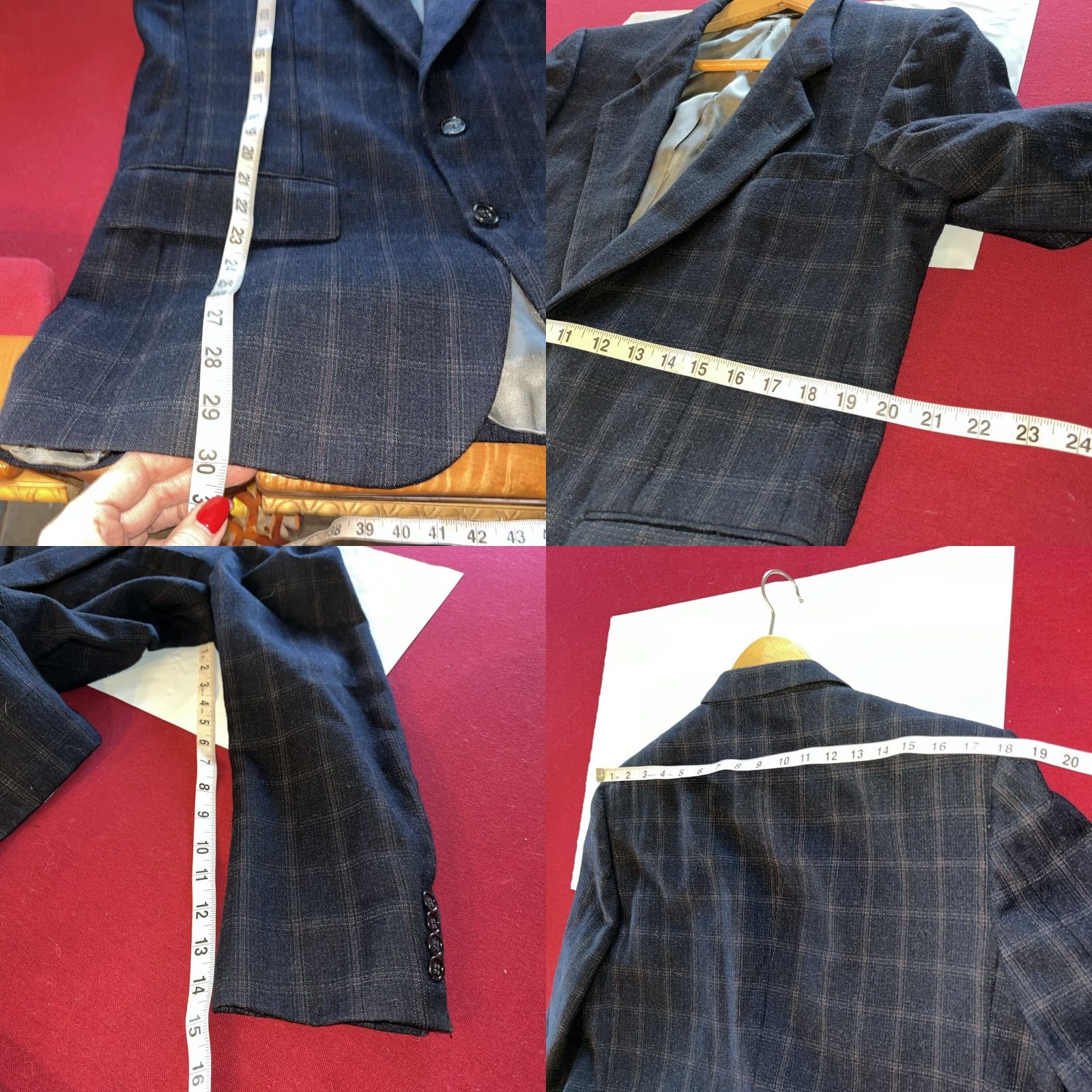 Vintage VINTAGE Nino Cerruti Paris BLAZER Blue Wool Rue Royale TWEED 2 Button Front Sport Jacket 42R Blue Wide Plaid Mens Blazer Size 42R - 8 Thumbnail