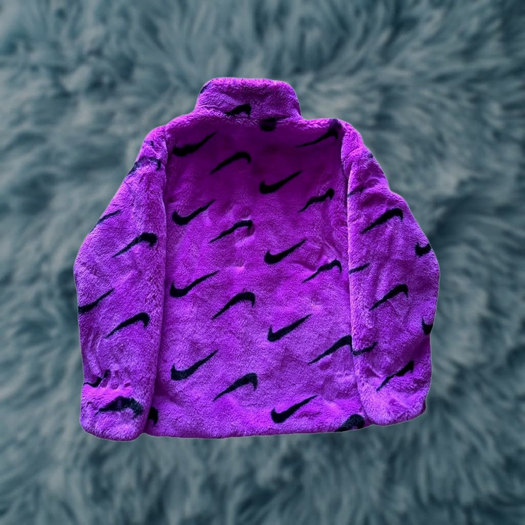 Nike Nike Plush Womens Large Faux Fur Jacket Purple RARE EUC Size L / US 10 / IT 46 - 1 Thumbnail