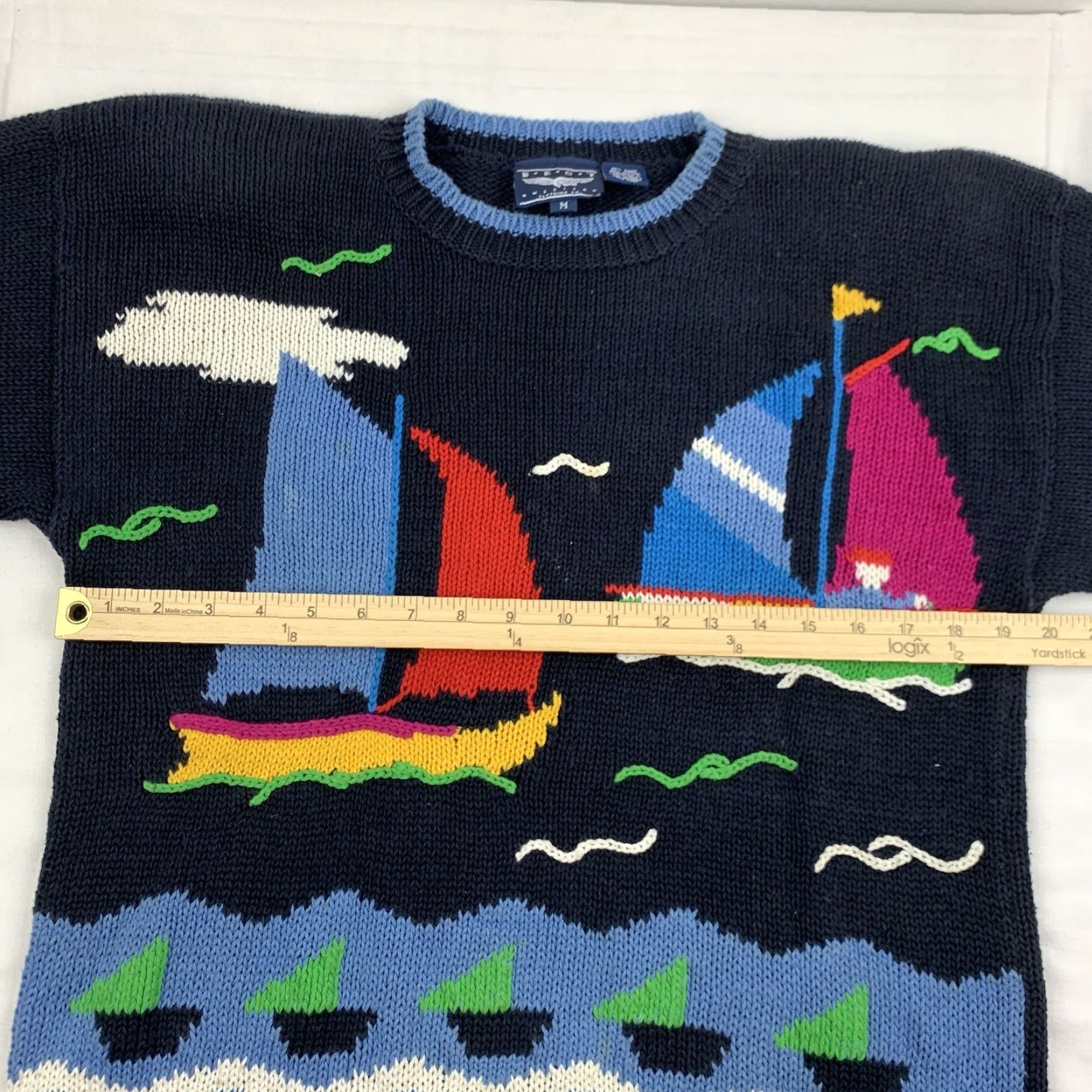 Vintage VINTAGE Best American Clothing Co Sweater Womens M Black Knit Sailboat 90s Pullover Crew Neck Long Sleeve Size M / US 6-8 / IT 42-44 - 7 Thumbnail