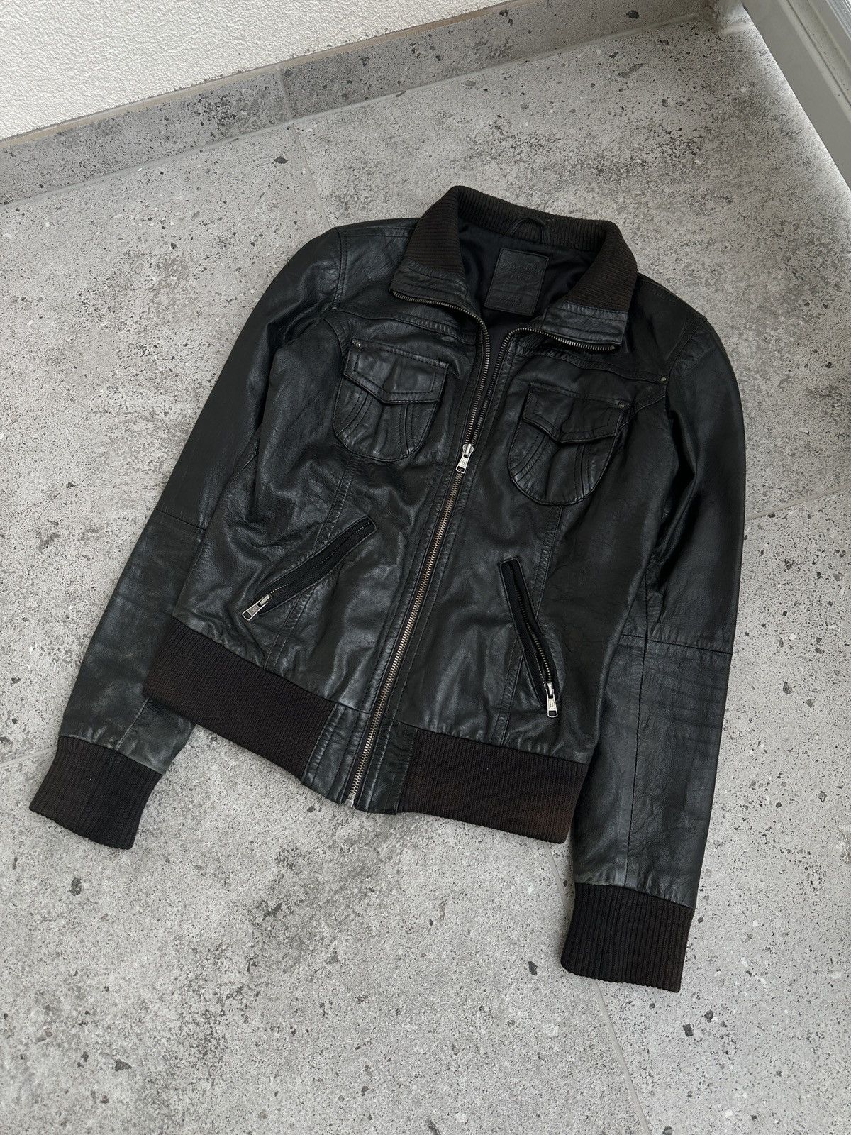 Vintage 2000s Y2K Leather Biker Jacket in Black, Men's (Size M) — image 2 of 6