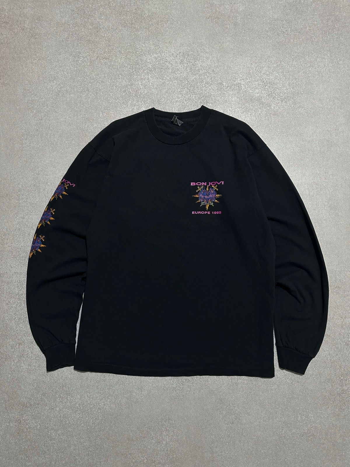 Band Tees × Vintage Vintage 1993 Bon Jovi Keep The Faith Long Sleeve T Shirt Size US XL / EU 56 / 4 - 1 Thumbnail