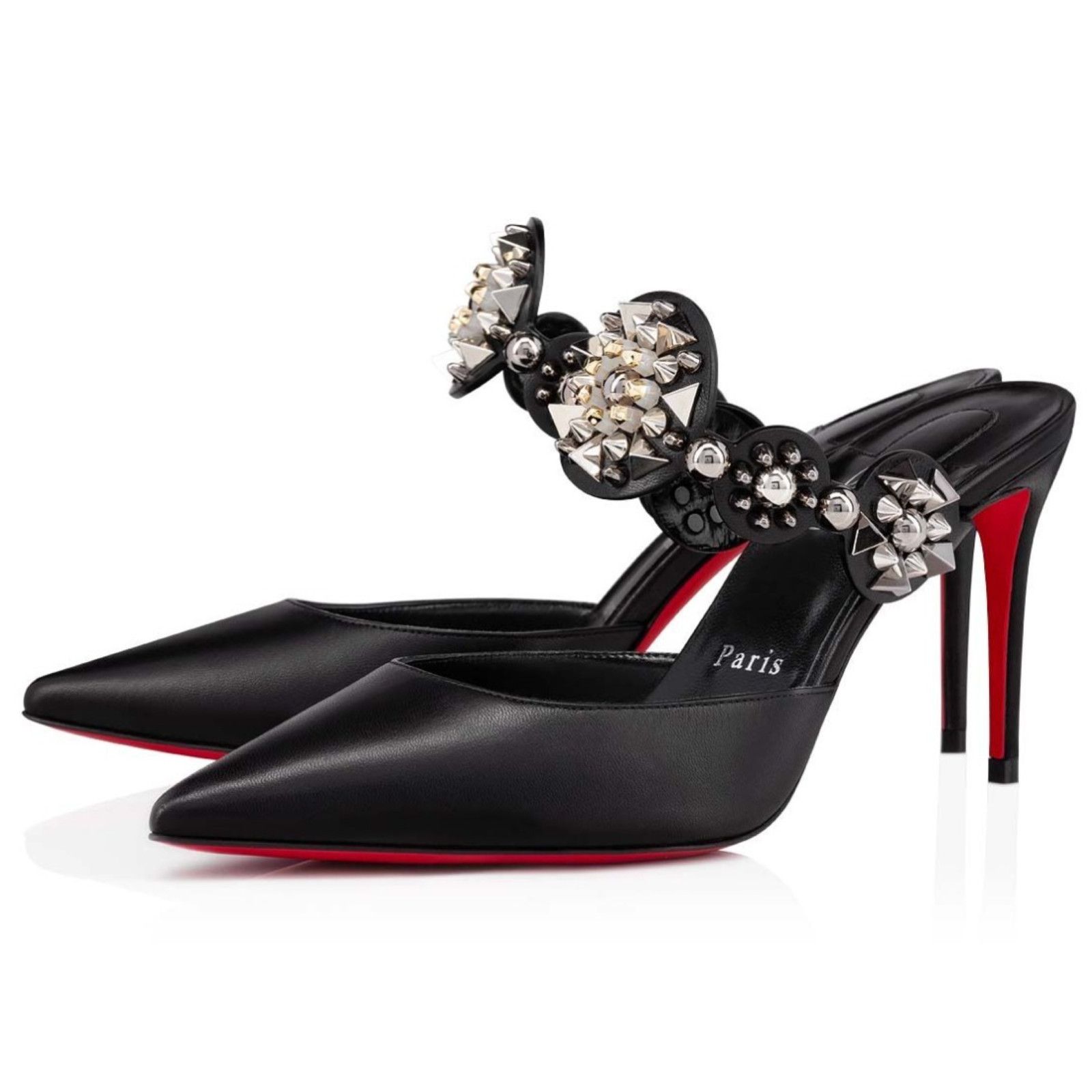 Christian Louboutin Miss Goldora 85 Black Backless Sandal Mule Heel Pump 37.5 Size US 7.5 / IT 37.5 - 1 Thumbnail